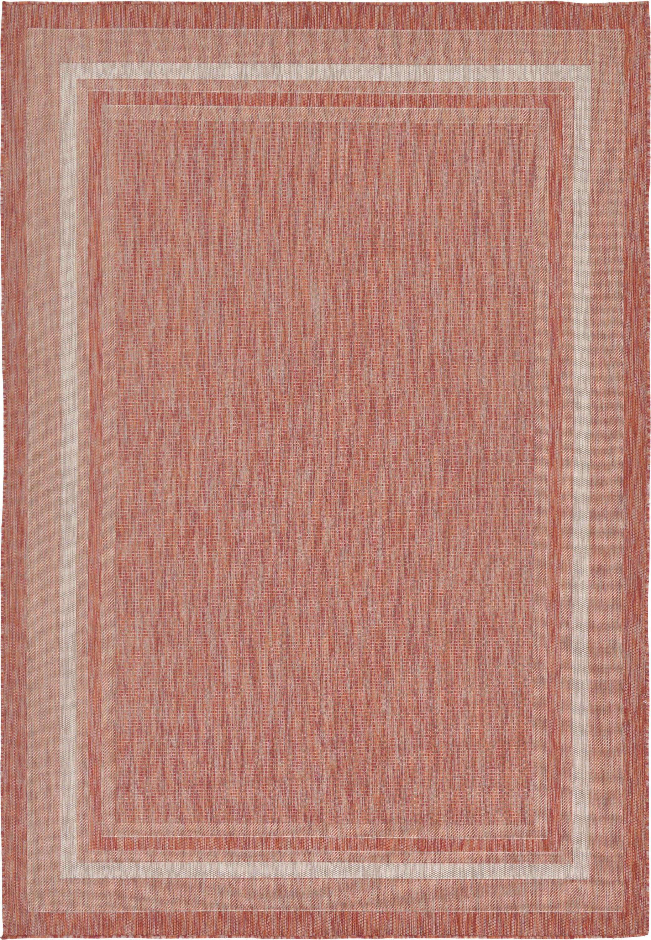 Unique Loom 7' 1 x 10' 0 Rectangle Indoor/Outdoor Border Rust Red Area Rug