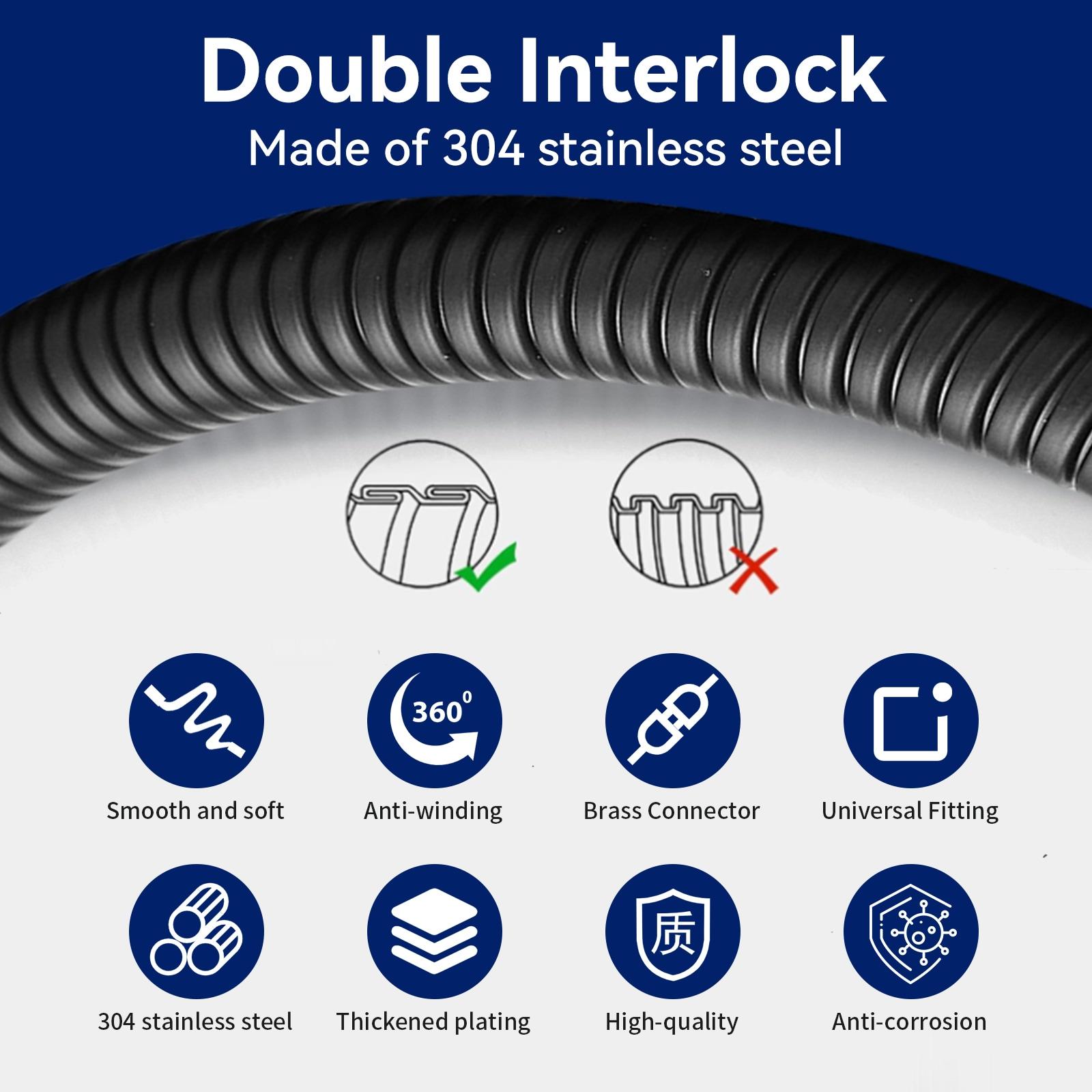 70.8 in. Stainless Steel Replacement Handheld Shower Hose in Matte Black