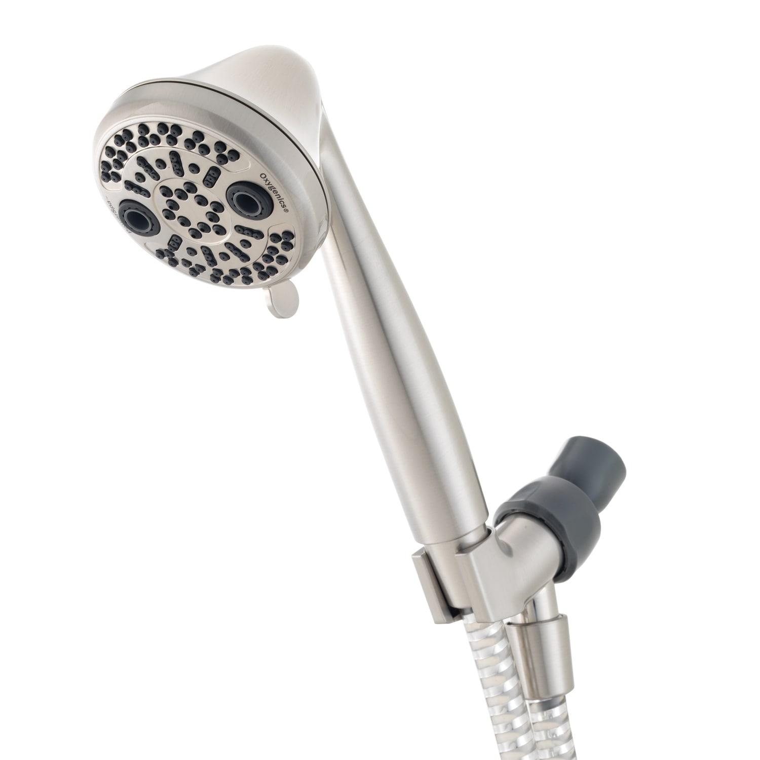 Brushed Nickel 3-Setting Handheld Showerhead with Pulse and Rain