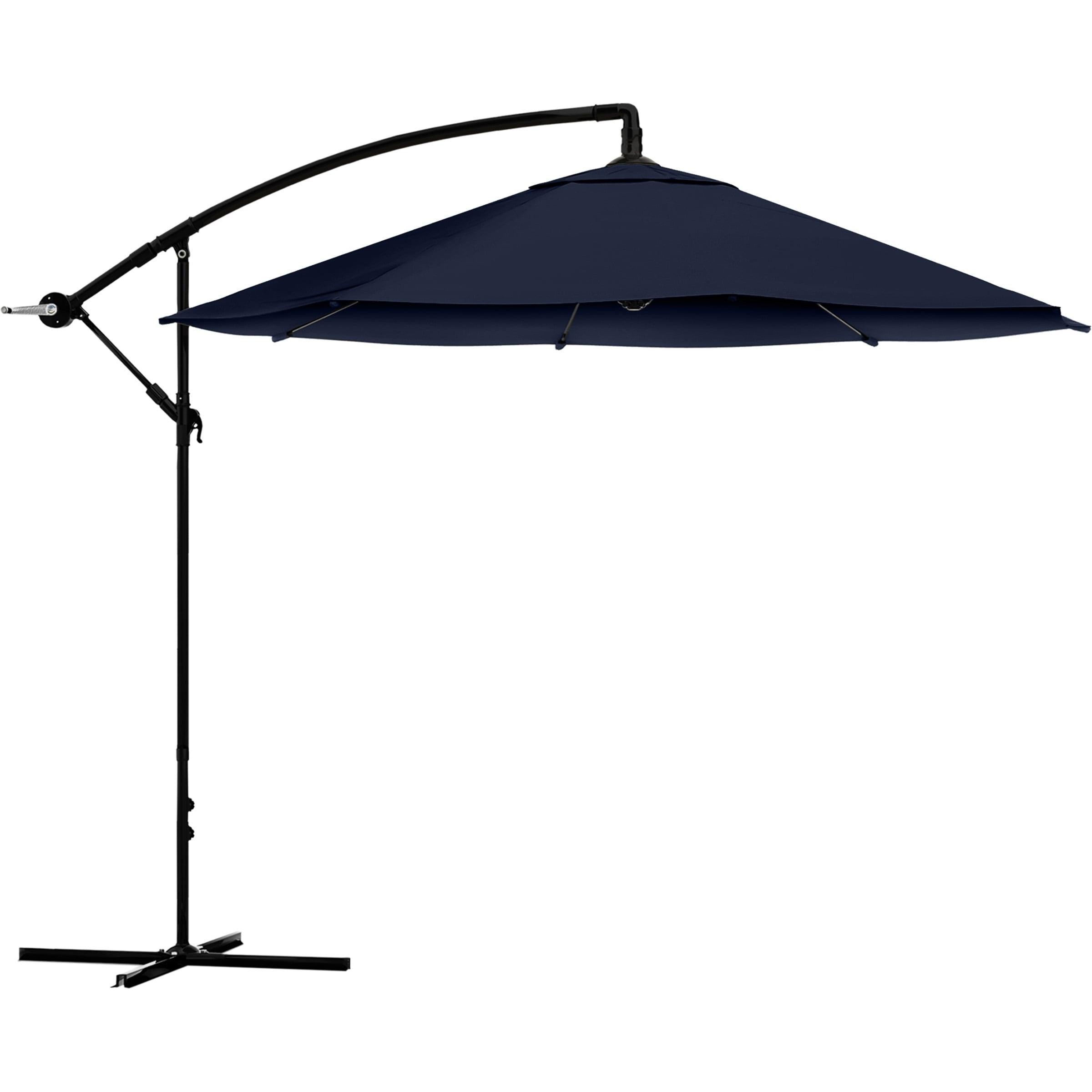 Pure Garden 10' Octagon Outdoor Patio Cantilever Umbrella Navy Blue: Weather-Resistant, Crank Lift, No Tilt