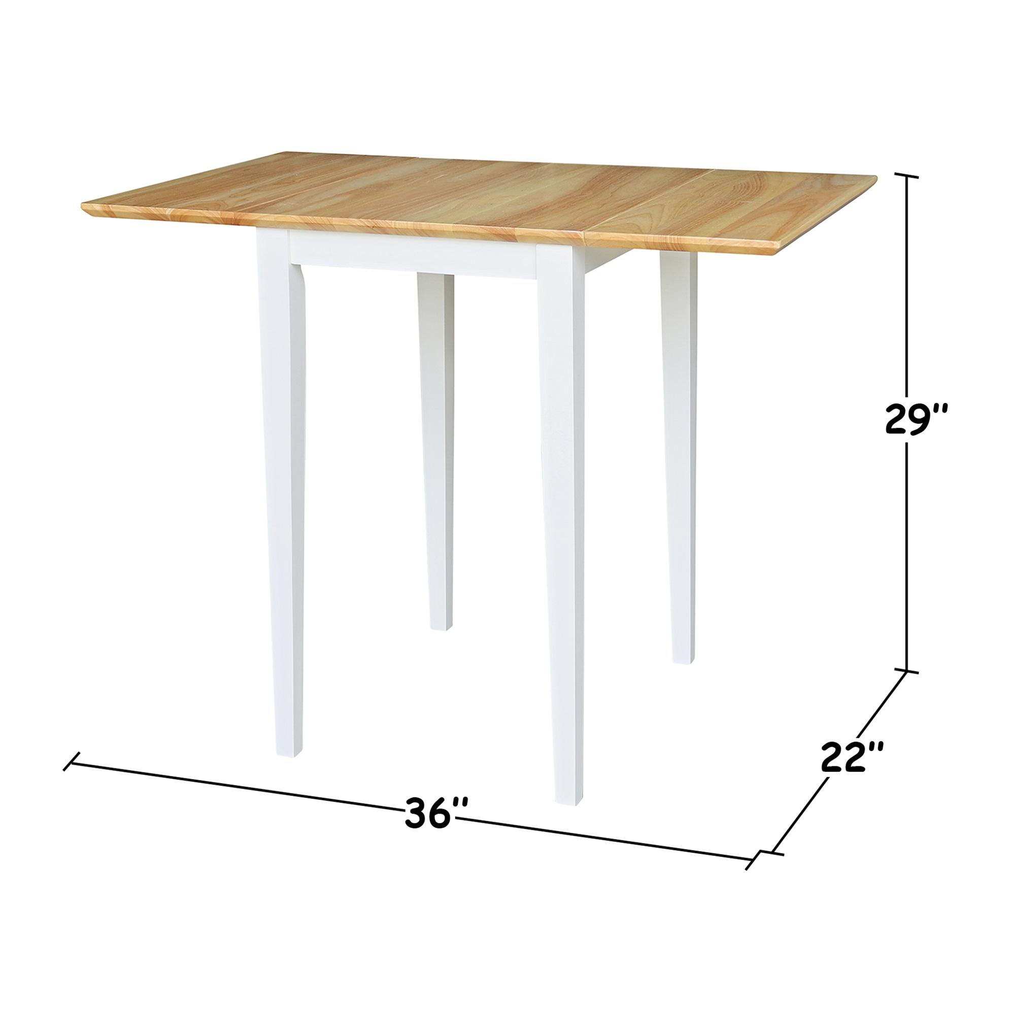 Tate Drop Dining Table White/Natural - International Concepts: Hardwood, Dual 9-inch Leaves, Seats 4