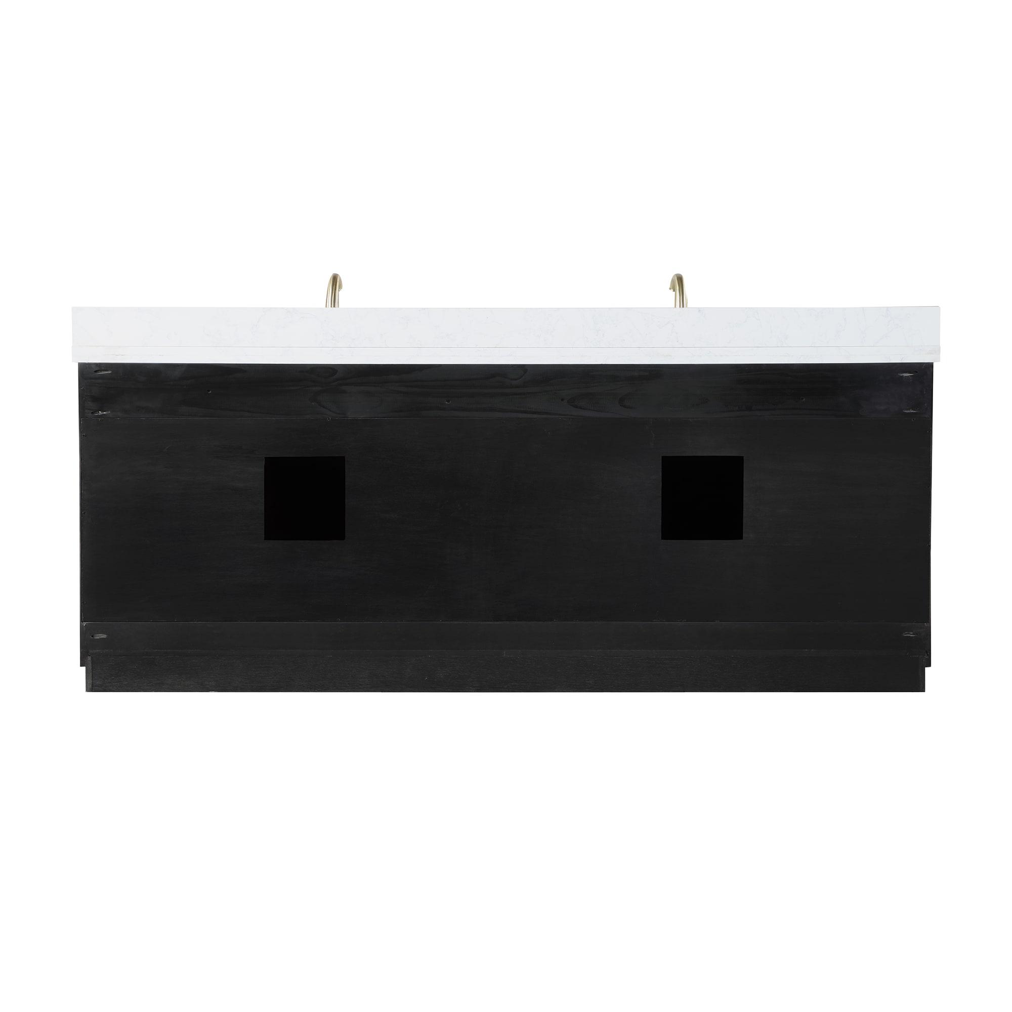 Altair Gazsi Wood Vanity with Composite Stone Top, 84" Black Oak, No Mirror