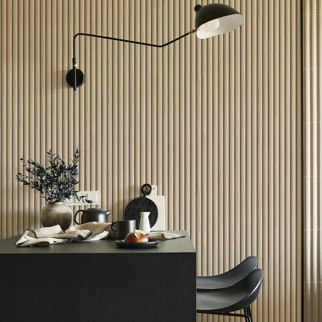 Tempaper Reeded Wood Blonde Peel and Stick Wallpaper, 20.5" x 16.5'