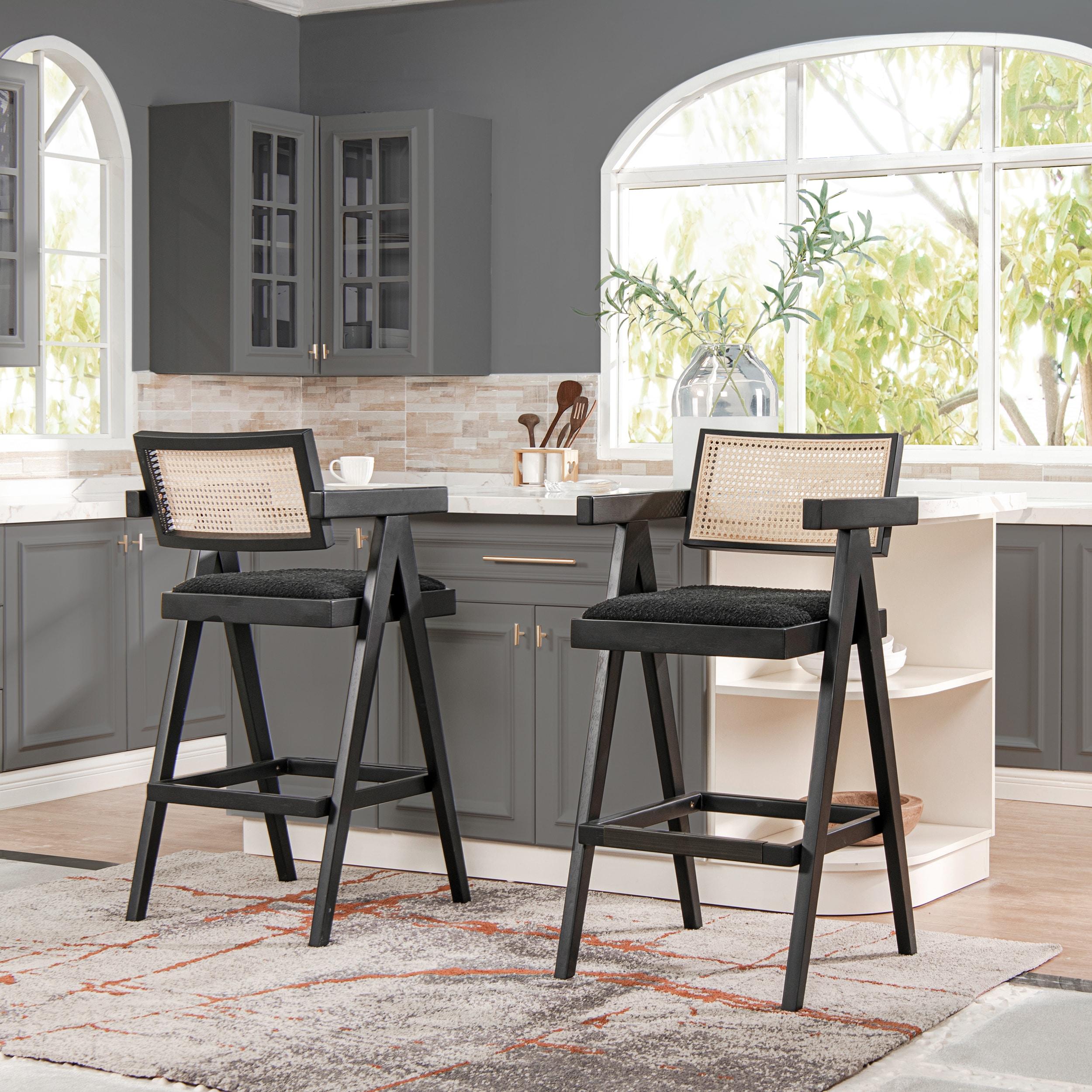 Jennifer Taylor Home Milan 29.5" Modern Resin Webbing Back Bar Stool with Arms