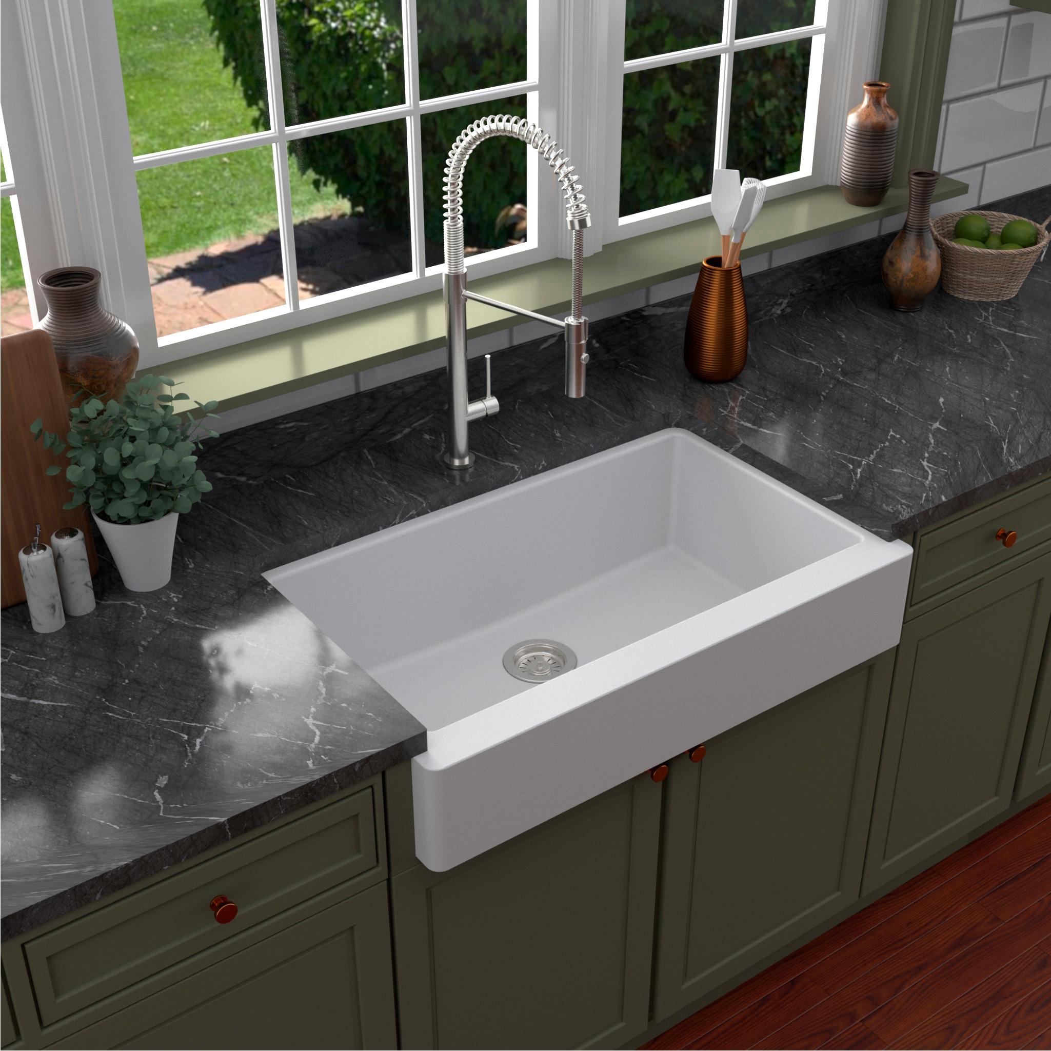 34'' L Farmhouse / Apron Single Bowl Quartz Kitchen Sink