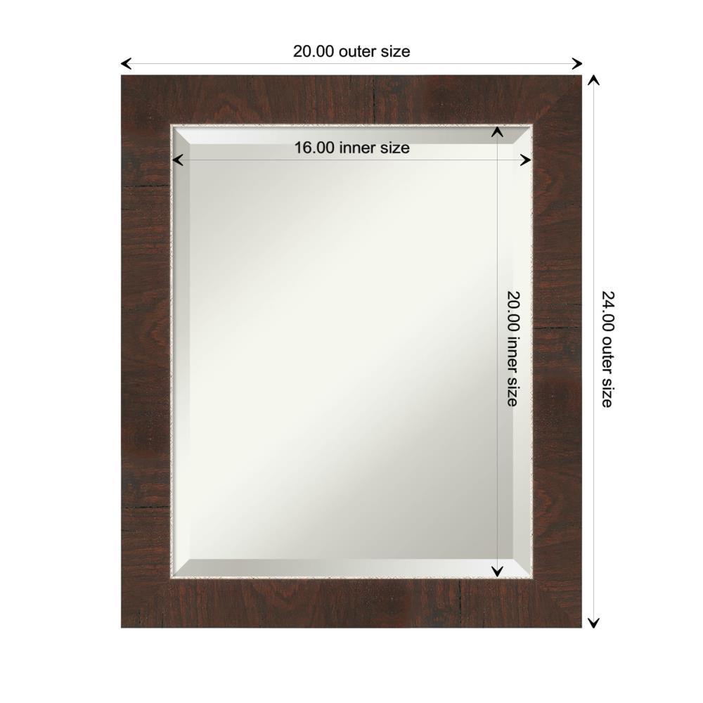 Amanti Art Beveled Bathroom Wall Mirror - Wildwood Brown Frame Wildwood Brown Narrow Outer Size: 19 x 23 in