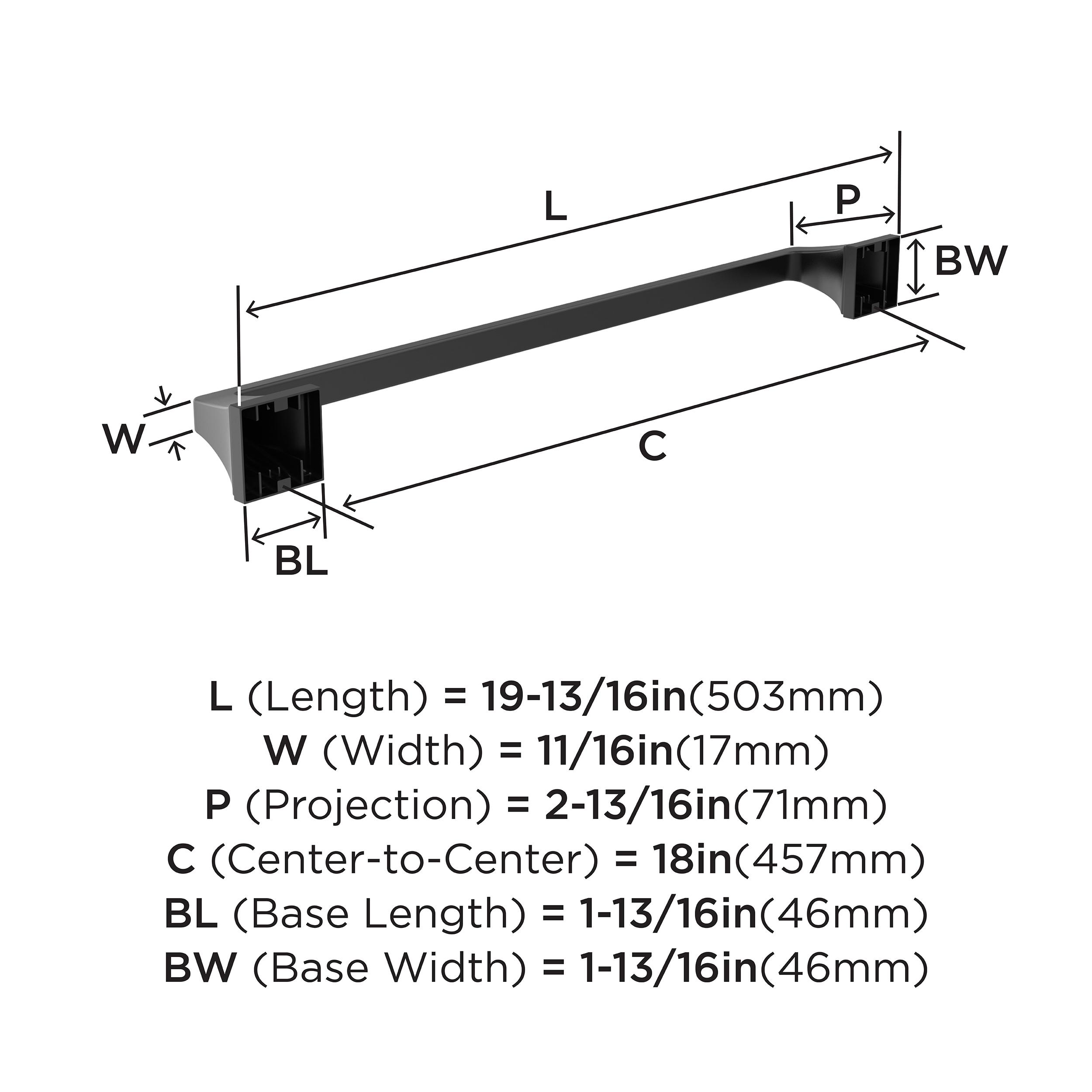 Amerock Mulholland Matte Black 18 inch (457mm) Towel Bar