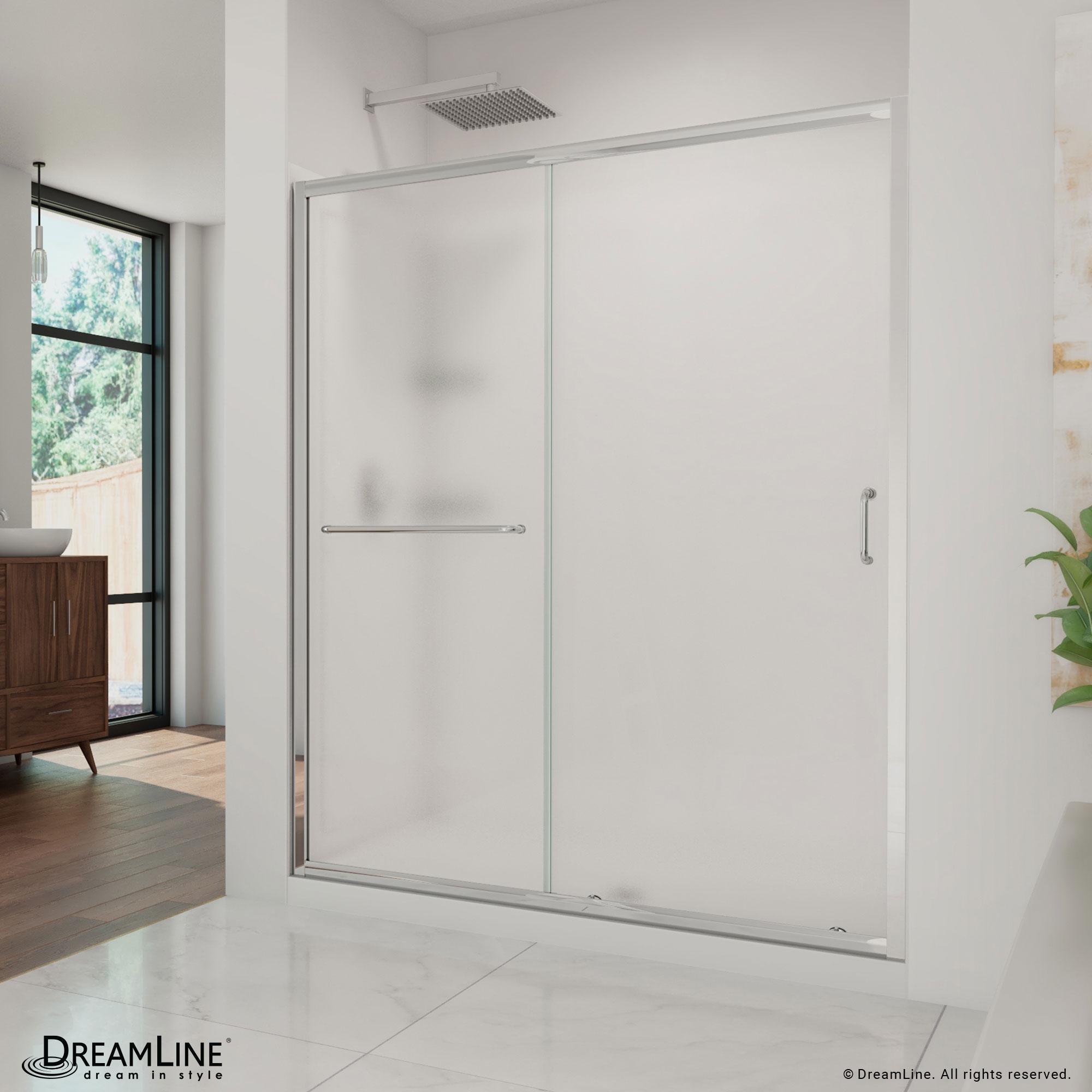 Infinity-Z 60" x 76.75" Rectangle Sliding Shower Enclosure with Base Included