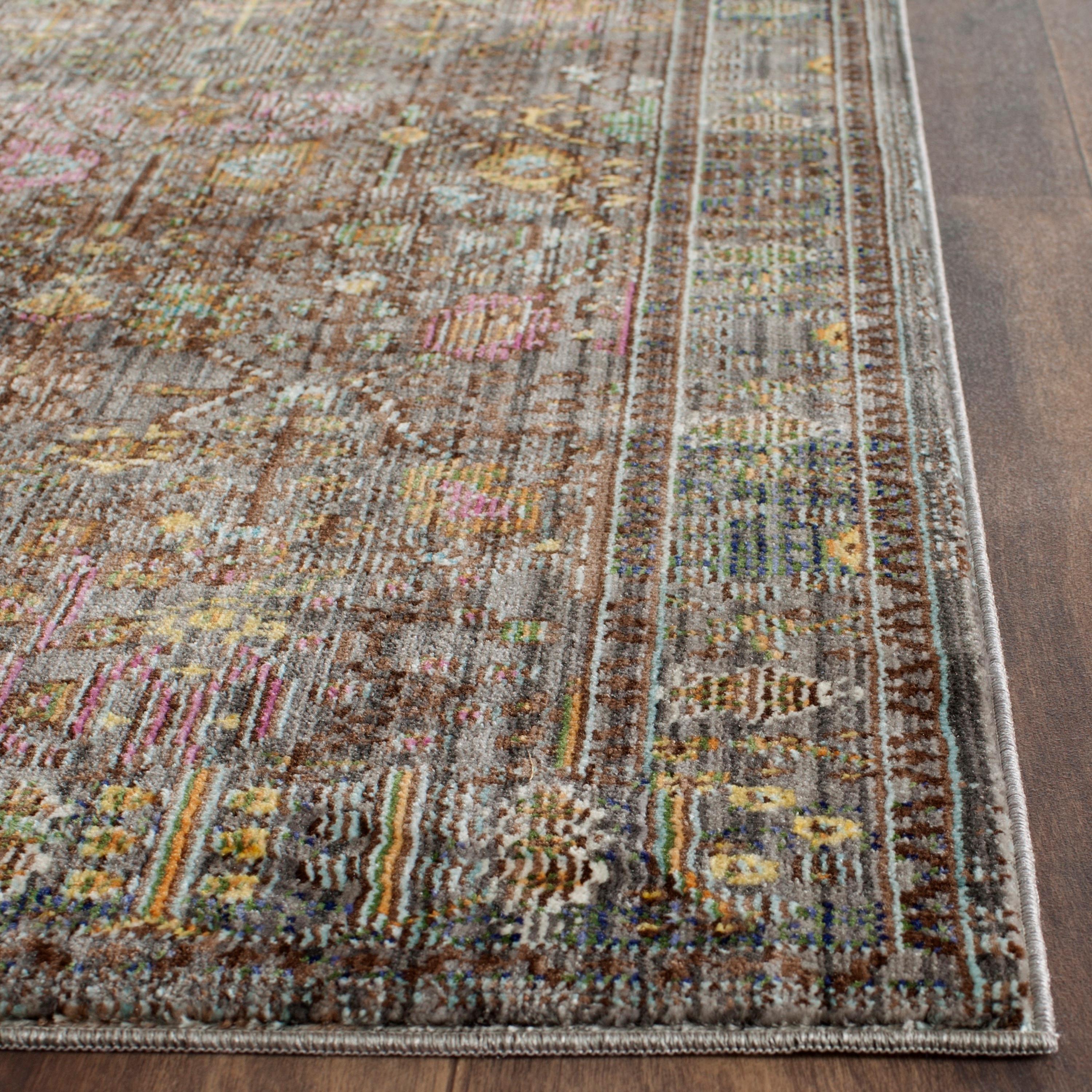 Valencia VAL108 Power Loomed Indoor Runner Rug - Grey/Multi - 2'3"x12' - Safavieh