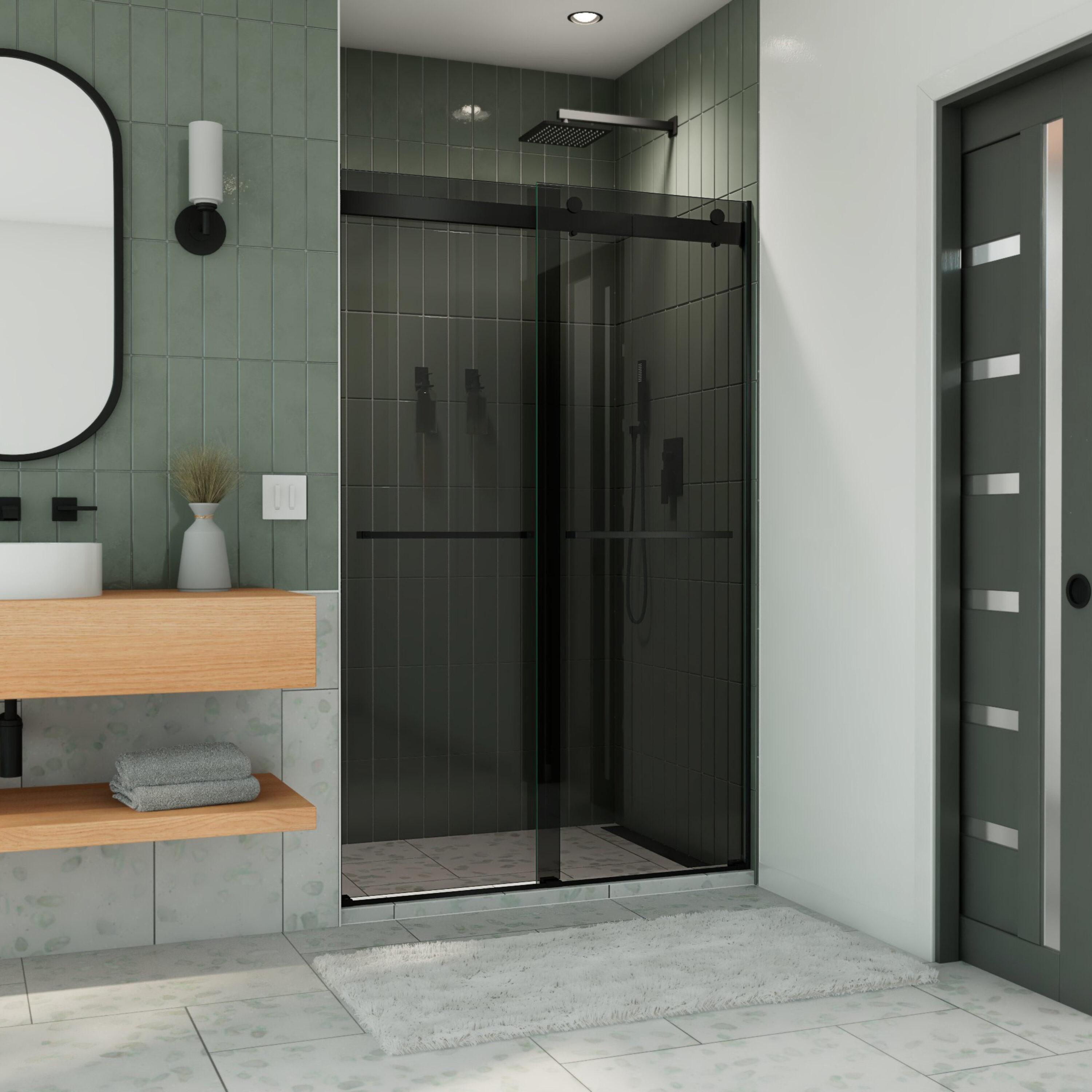 44" - 48" W 76" H Reversible Semi-Frameless Shower Door with ClearMax Technology