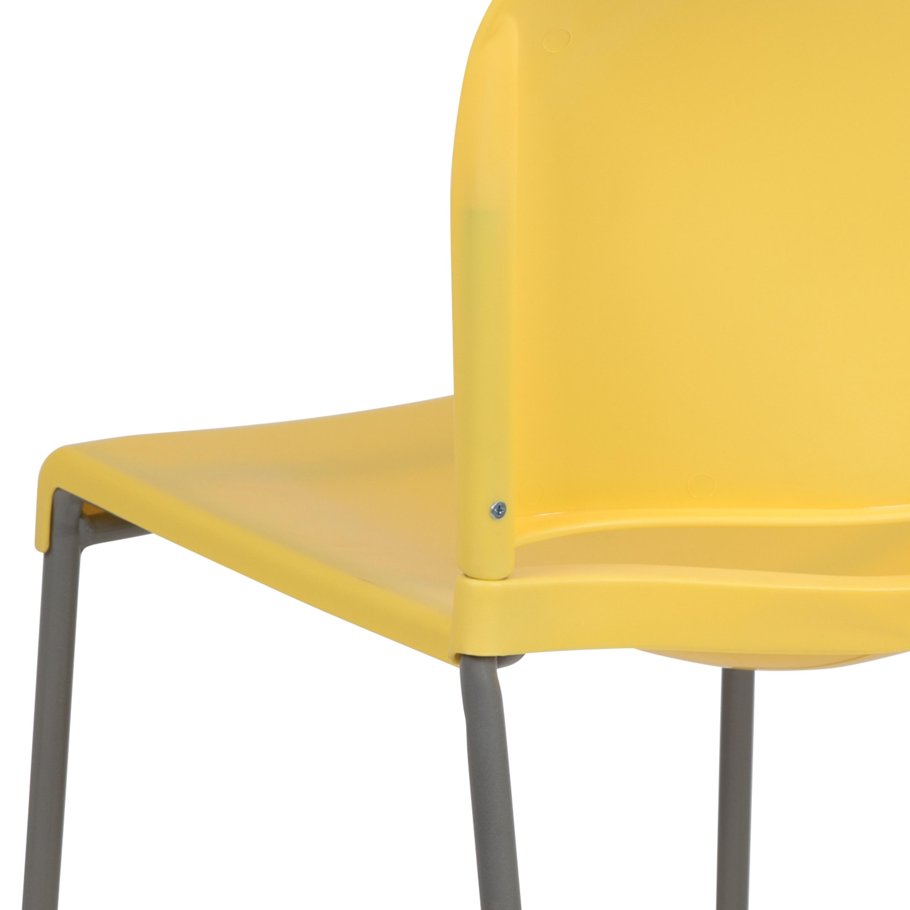 Flash Furniture HERCULES Series 880 lb. Capacity Yellow Full Back Contoured Stack Chair with Gray Powder Coated Sled Base