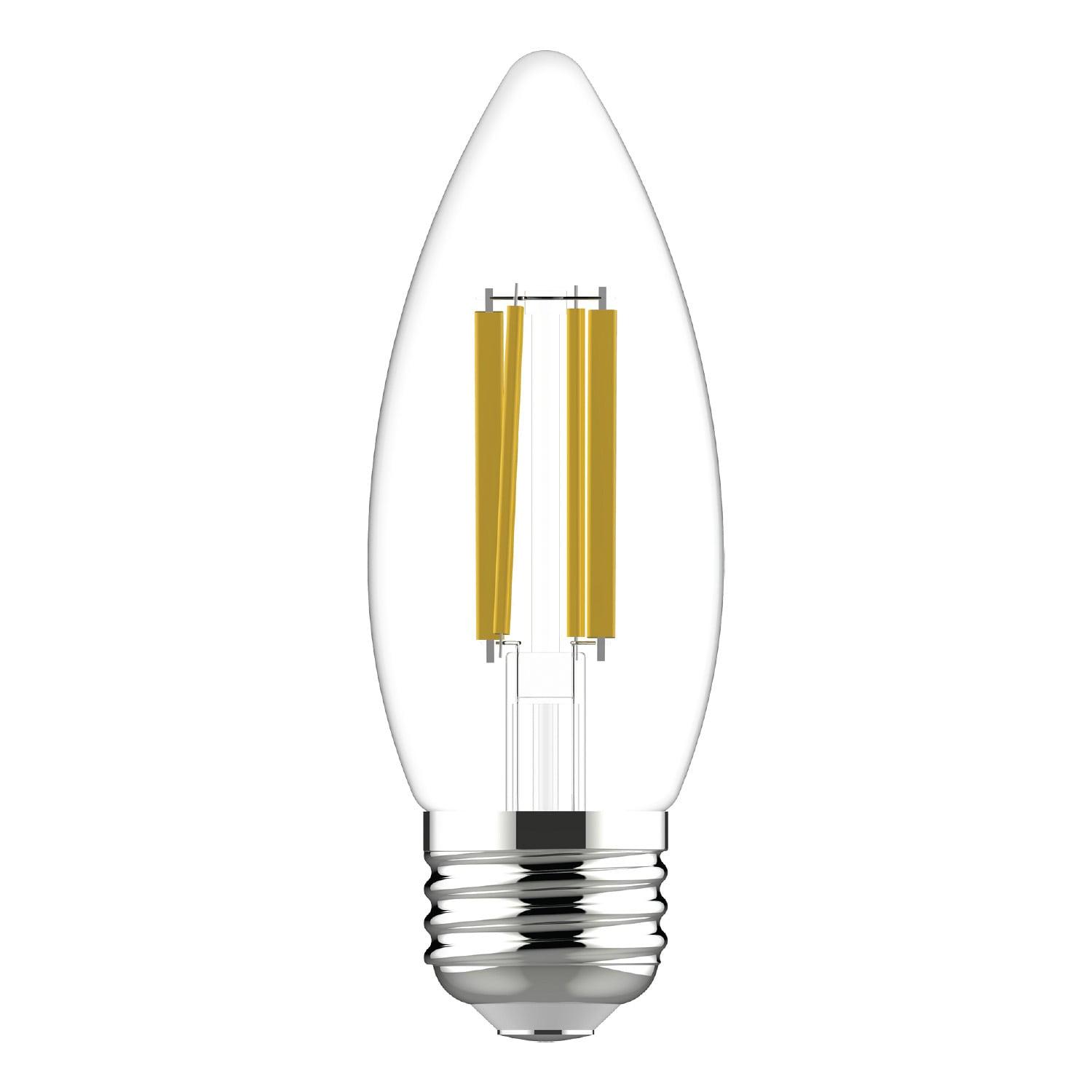 GE Ultra Bright LED Light Bulbs, 100W, Soft White Candle Lights, Clear Decorative B12 Light Bulbs (3 Pack)