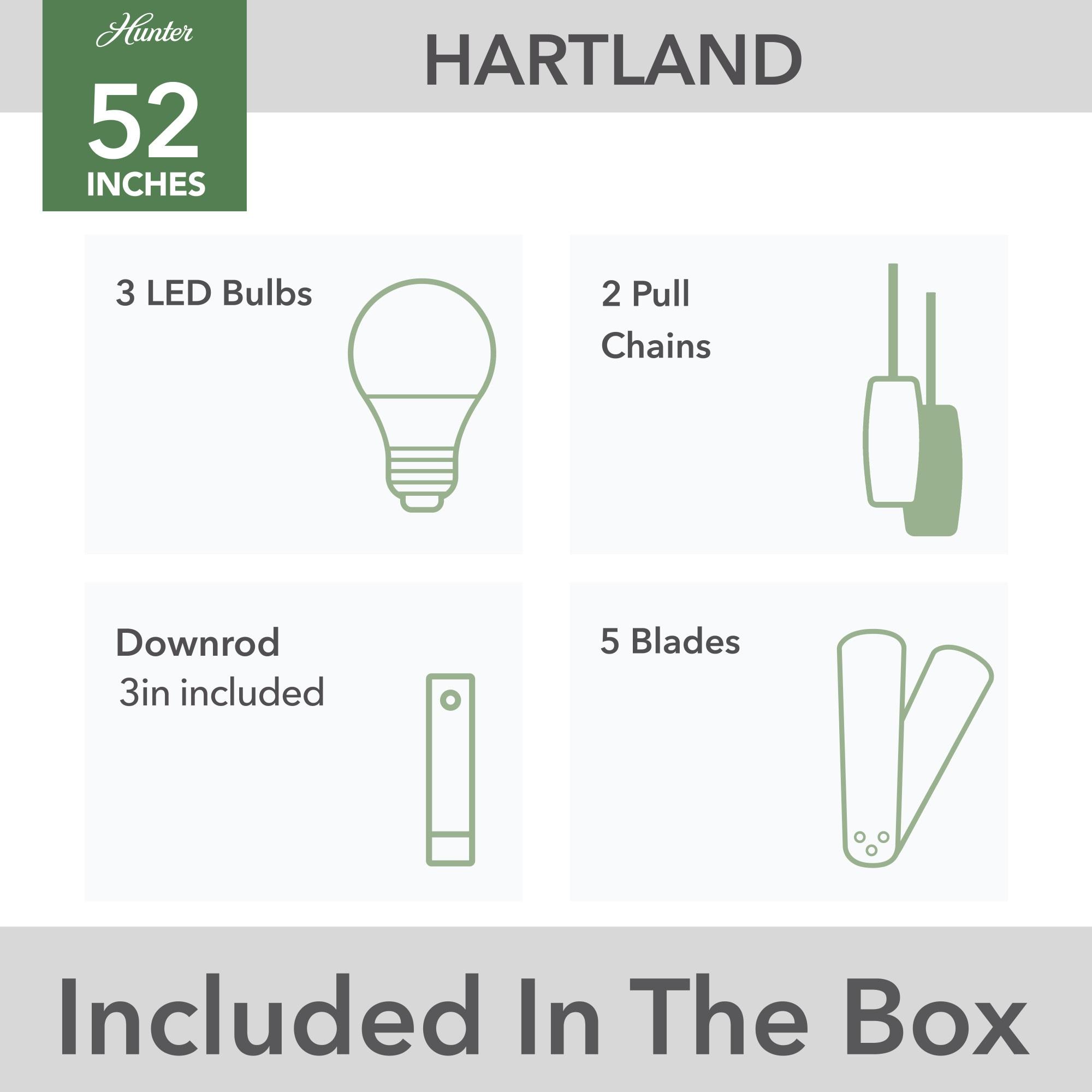 52" Hartland 5 - Blade Standard Ceiling Fan with Pull Chain and Light Kit Included