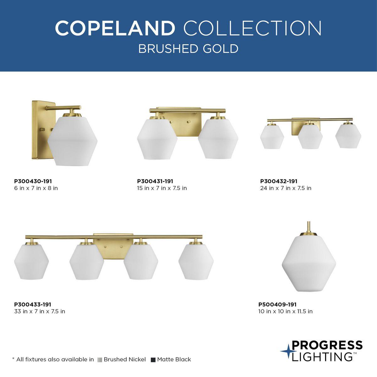 Progress Lighting Copeland 4-Light Brushed Nickel Vanity Light with Opal Glass Shades
