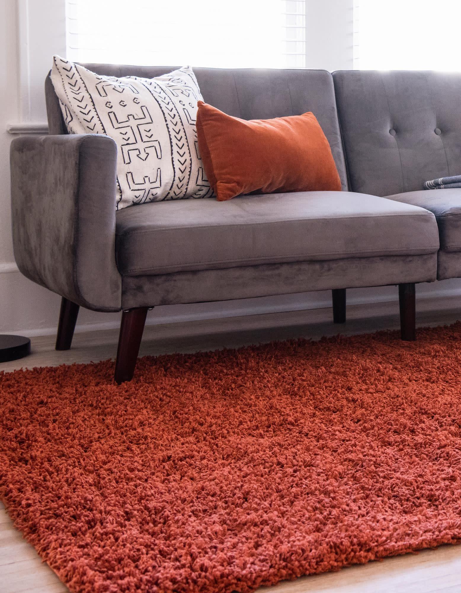 Unique Loom 4' 1 x 6' 1 Solid Shag Terracotta Area Rug