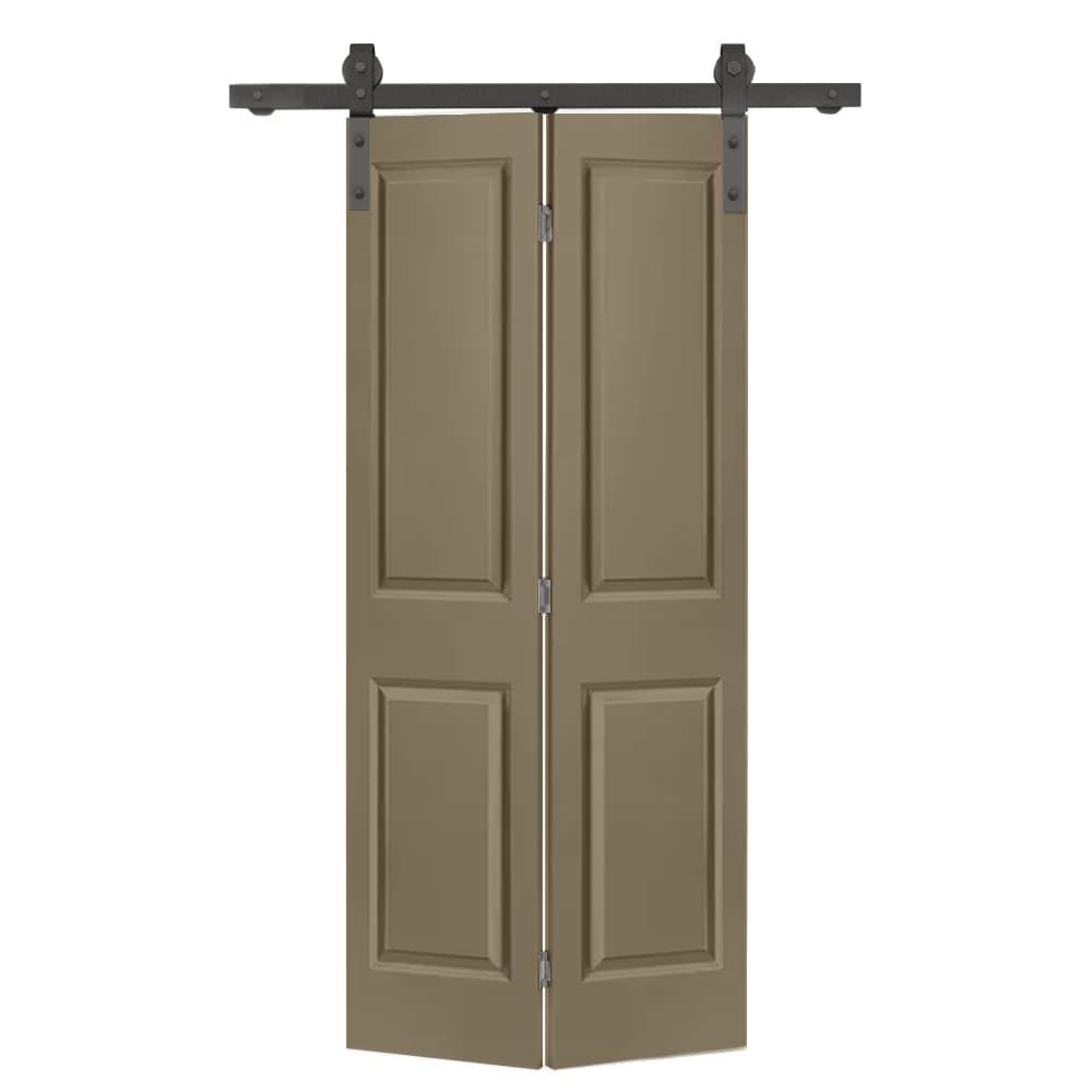 Calhome Paneled MDF Composite Bifold Barn Door with Installation Hardware Kit