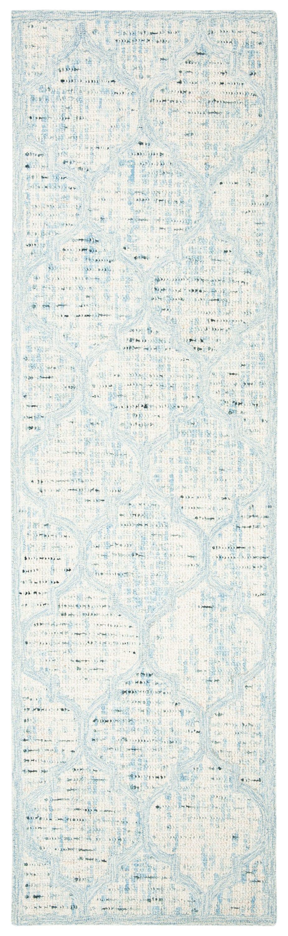 Abstract ABT474 Handmade Indoor Runner - Ivory/Turquoise - 2'-3"x8' - Safavieh