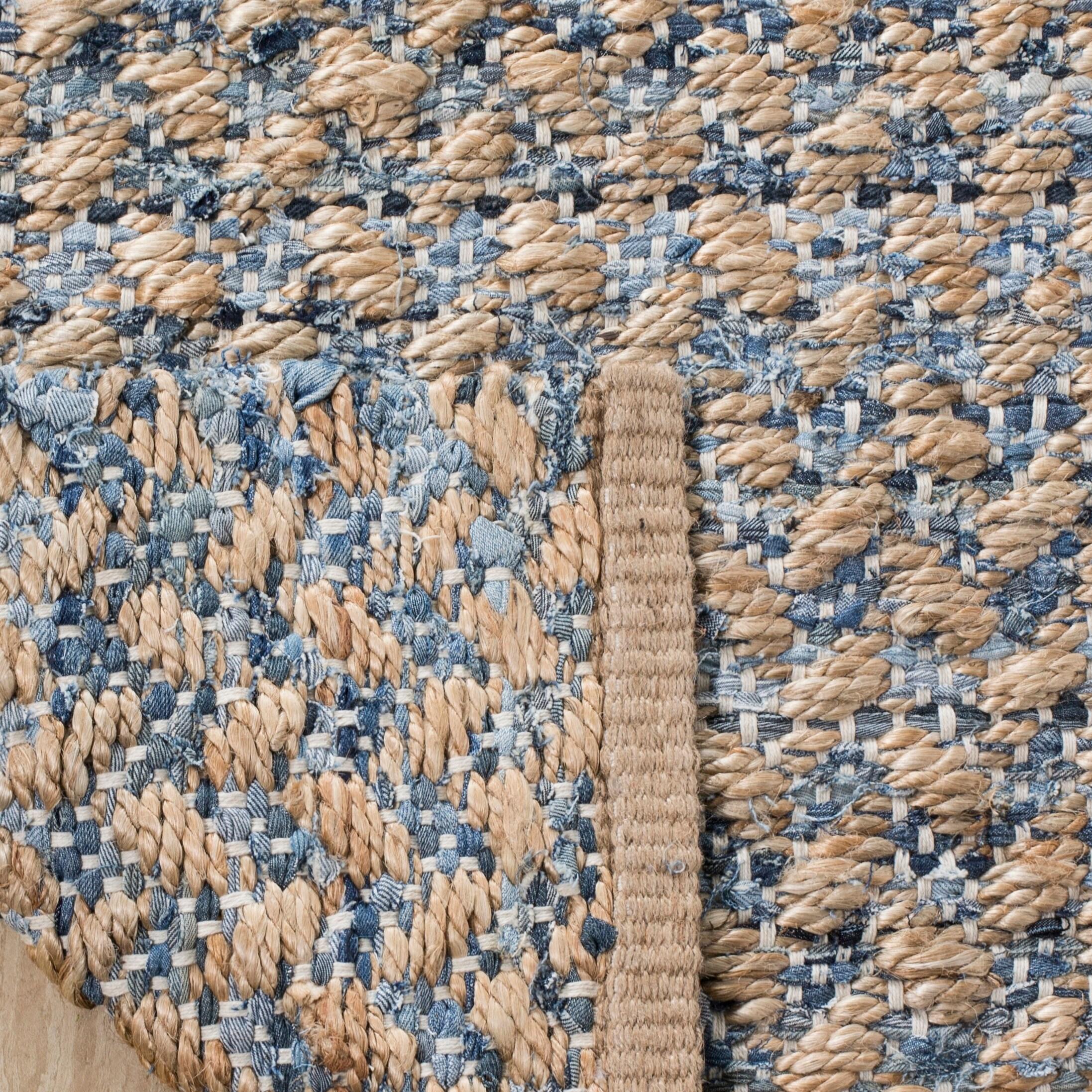 Reinheimer Hand Woven Jute/Chindi/Cotton Rug in Blue/Natural