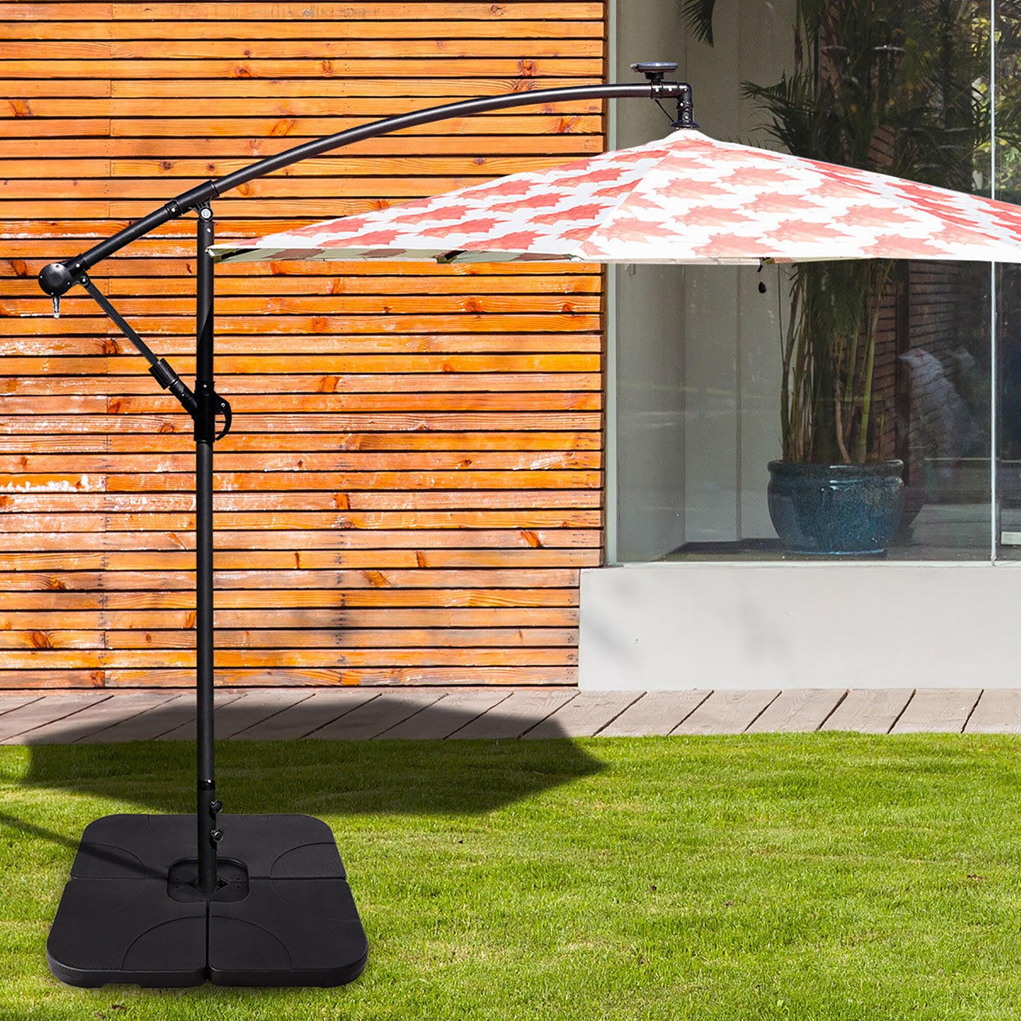 Costway 20'' Patio Offset Umbrella Base Stand Water Filled Base Weights Sand Plate Set Black