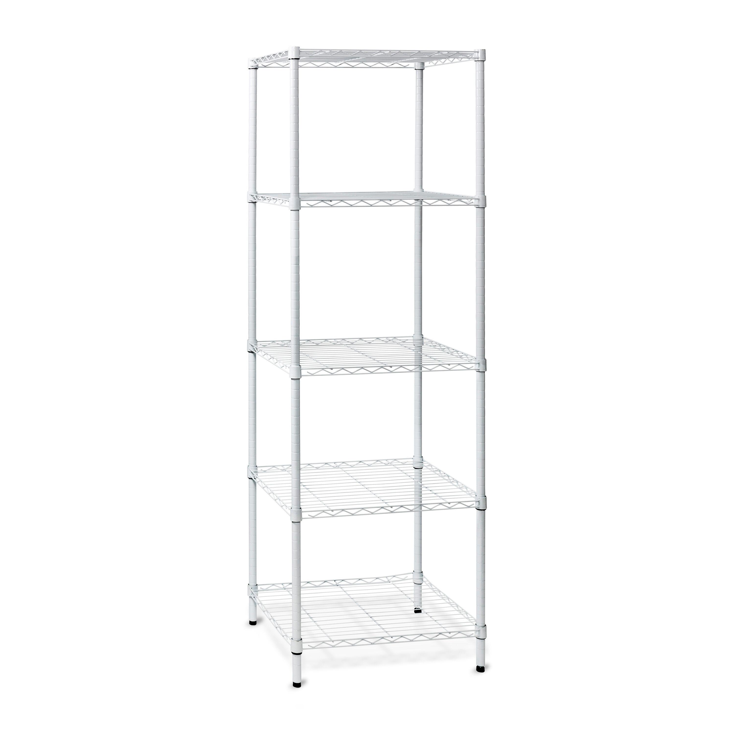 Honey-Can-Do 5-Shelf Steel Heavy Duty Adjustable Storage Shelves, White, Holds up to 250 lb per Shelf