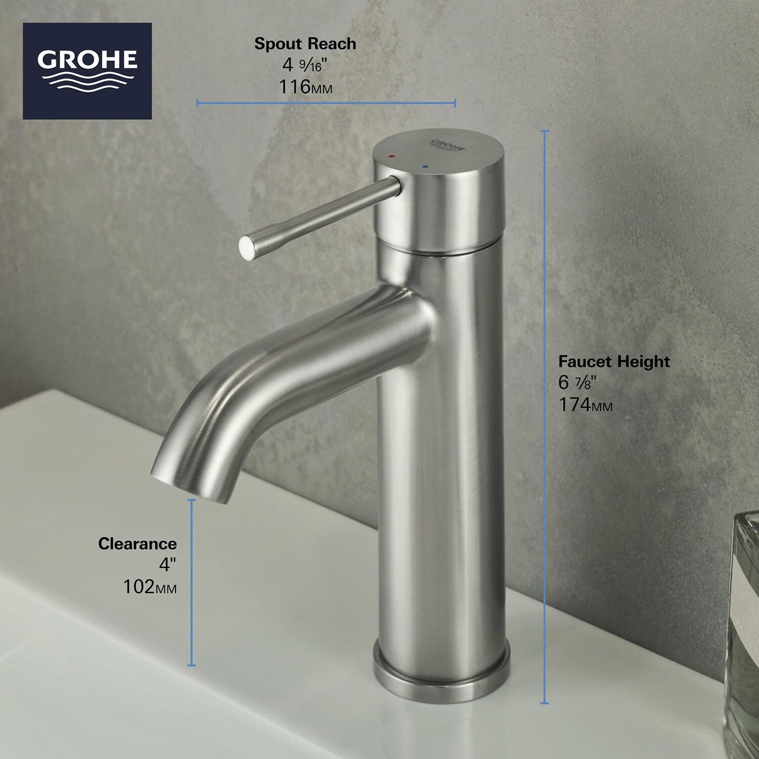 Grohe 32 216 A Essence 1.2 GPM Single Hole Bathroom Faucet - Nickel