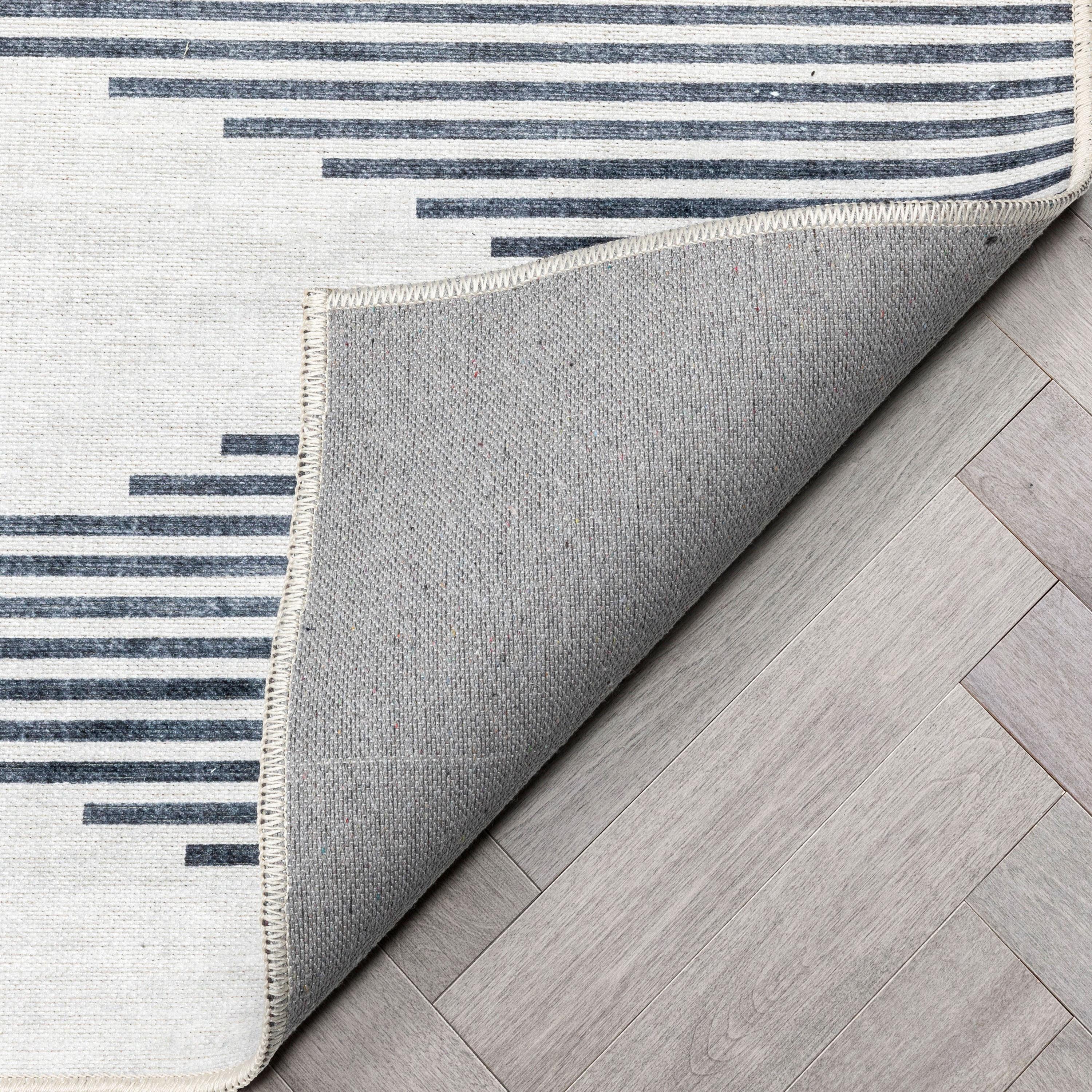 Trinx Kehr Bree Moroccan Diamond Stripes Ivory Grey Area Flat-Weave Rug