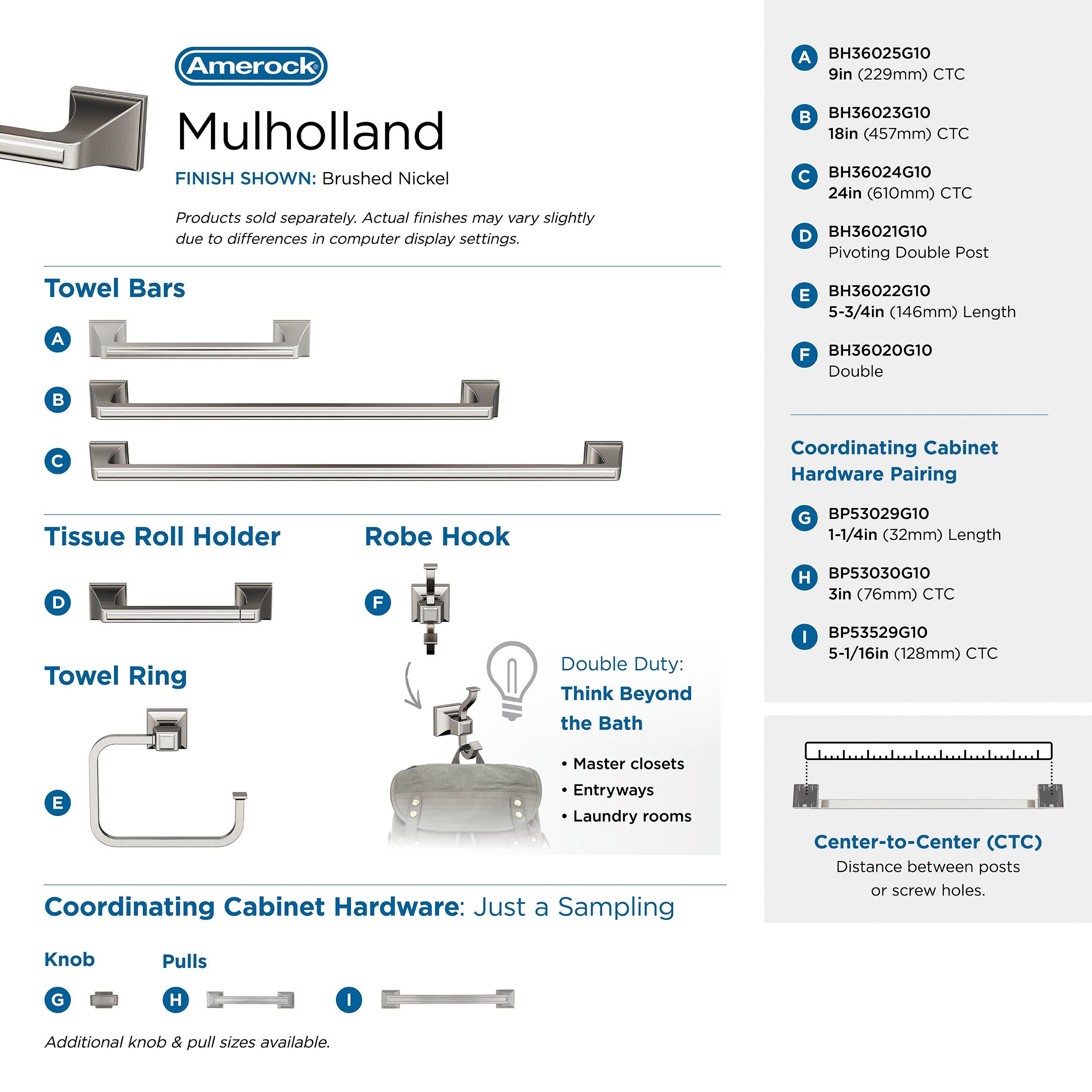 Amerock Mulholland Brushed Nickel 24 inch (610mm) Towel Bar