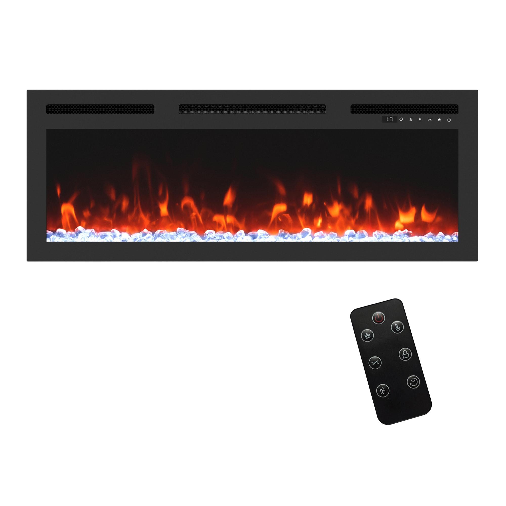 Boyel Living 36"Electric Fireplace, 11 Colors Flame Recessed Fireplace Heater w/ Crystal, Touch Panel & Remote Control Electric Fireplace Insert