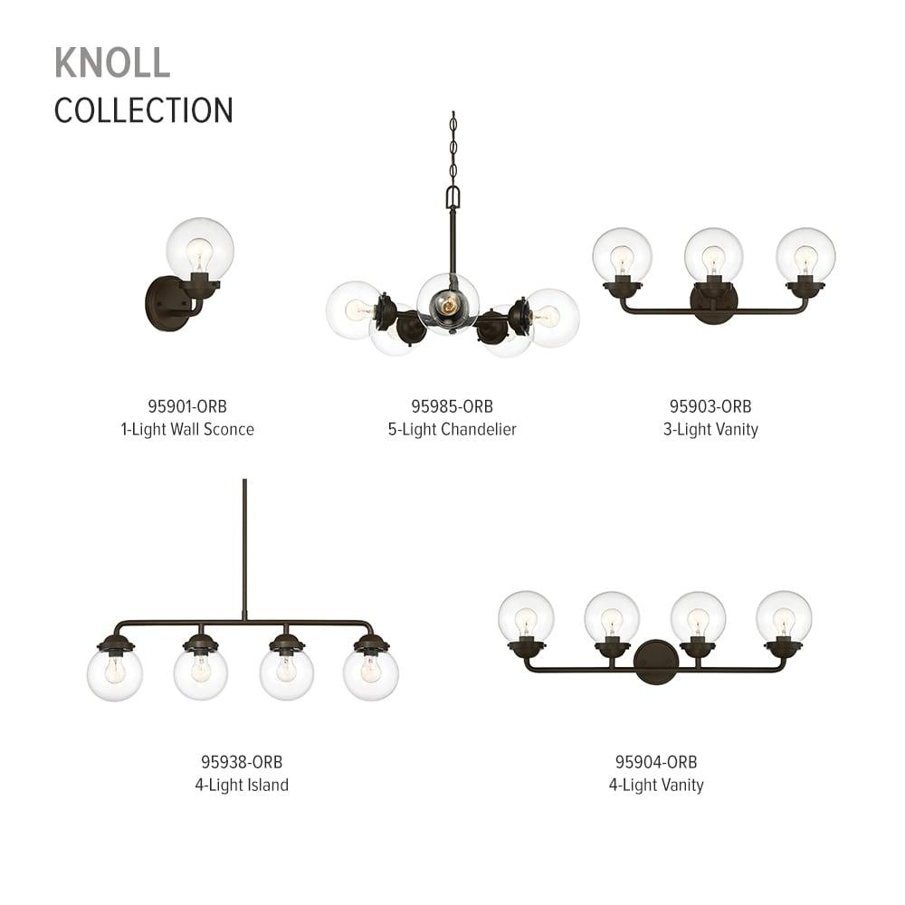 95985-ORB Knoll - Five Light Chandelier, Oil Rubbed Finish with Clear Glass