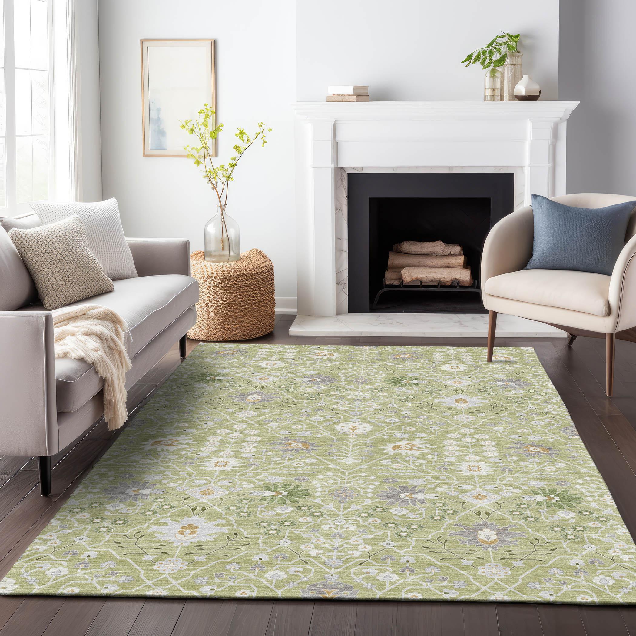 Machine Washable Indoor/Outdoor Chayden ACN1009 Aloe 2'3" x 7'6" Runner Rug