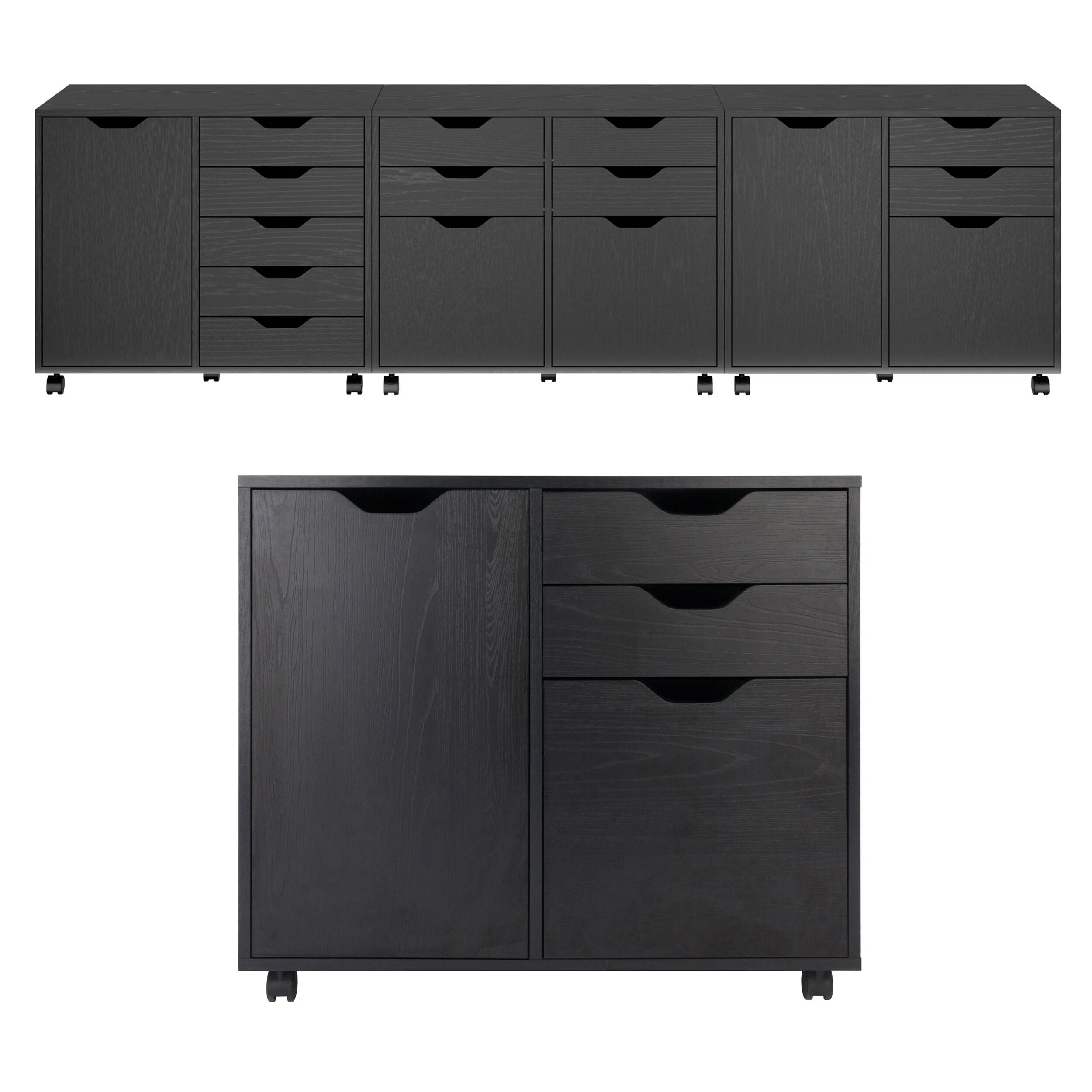 Winsome Halifax 2 Sections Mobile Filing Cabinet Black : MDF Construction, Office Storage, 2 Drawers