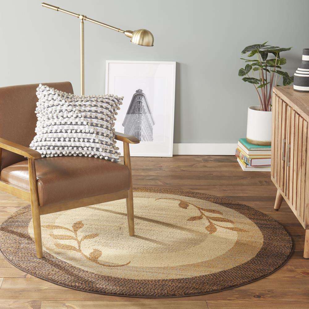 Home Dynamix Royalty Clover Contemporary Geometric Border Area Rug, Brown/Blue, 5'2" Round