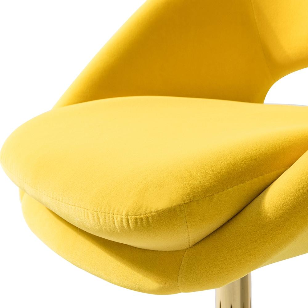 Velvet Home Office Chair for Teens, Adjustable Height & 360° Swivel Cute Computer Task Chair, Yellow