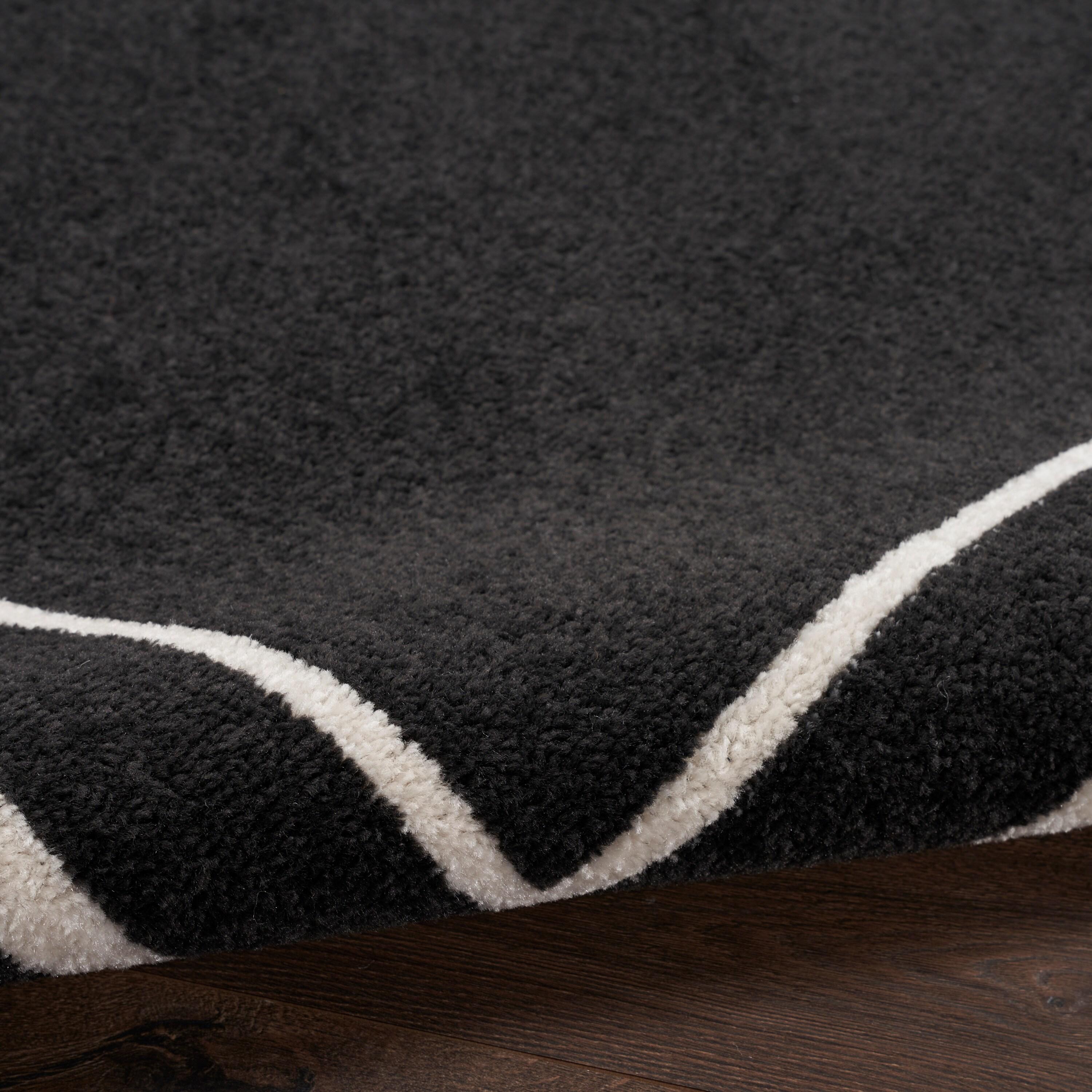 Nourison Essentials Indoor/Outdoor Black Ivory 2' x 6' Area Rug, (2x6)