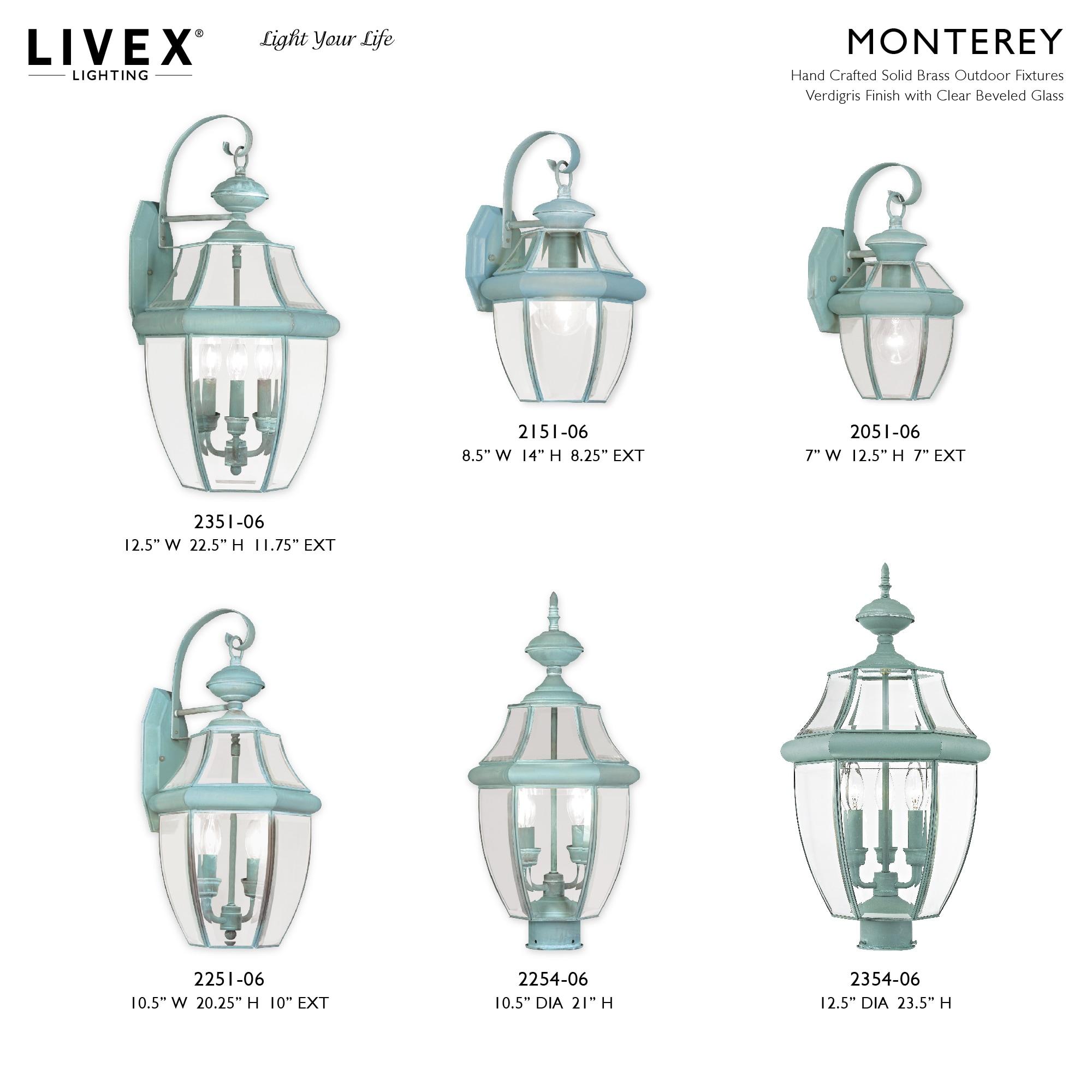 Lighting Lumens 2 Light Verdigris Outdoor Post Lantern Pendant - Clear Beveled Glass Shade