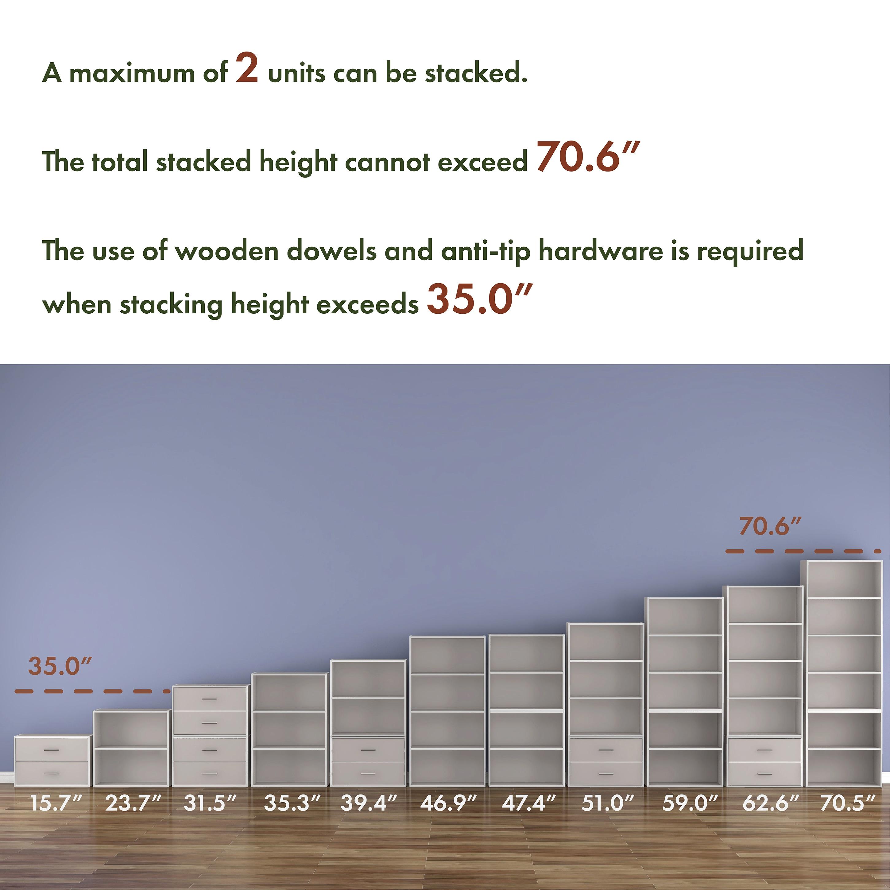 24/7 Shop At Home 35.27" Silkpath Modern 3 Cube Stackable and Modular Bookcase Greige