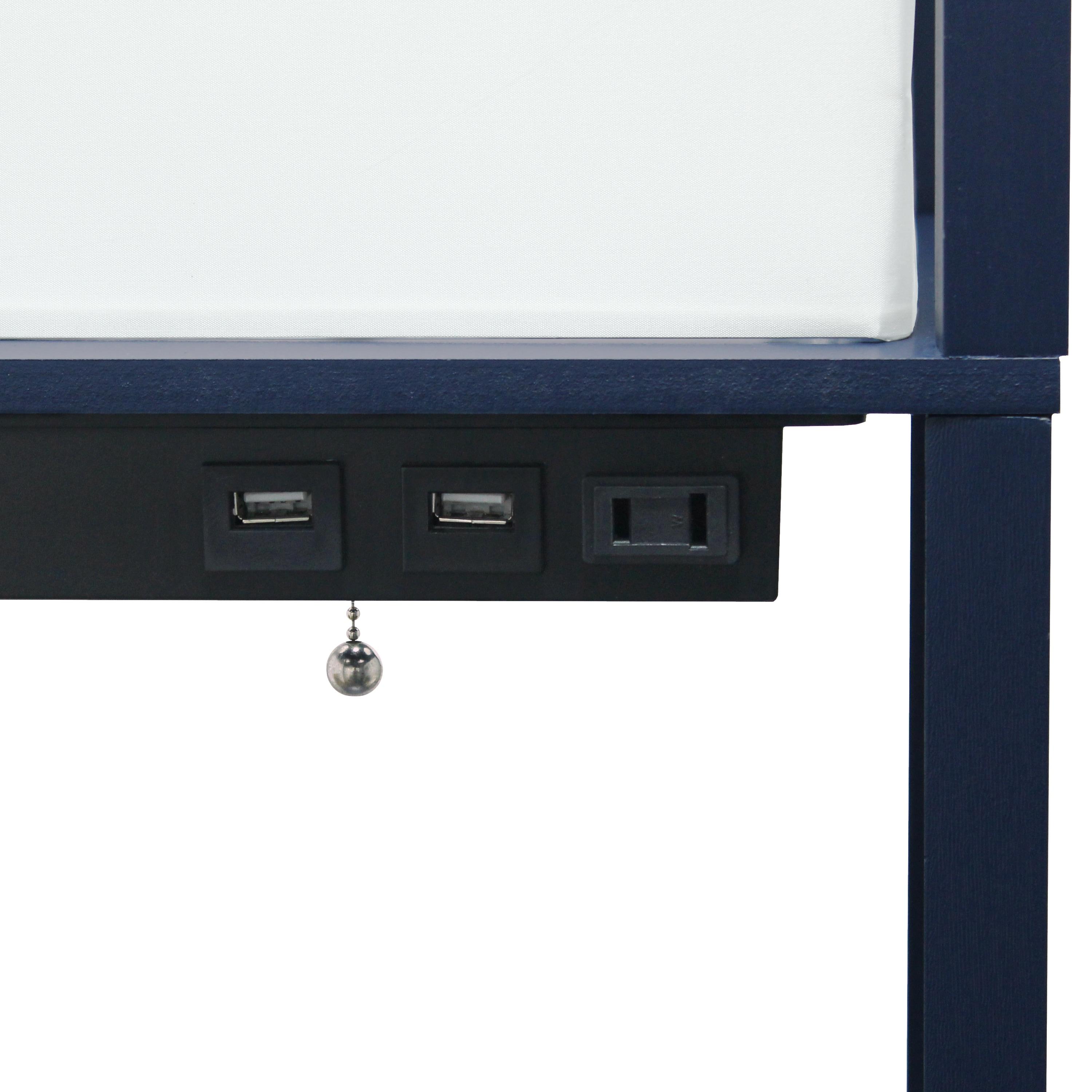 Creekwood Home Classix 62.5" 3-Tier Storage Floor Lamp with Charging Ports and Outlet Navy Blue