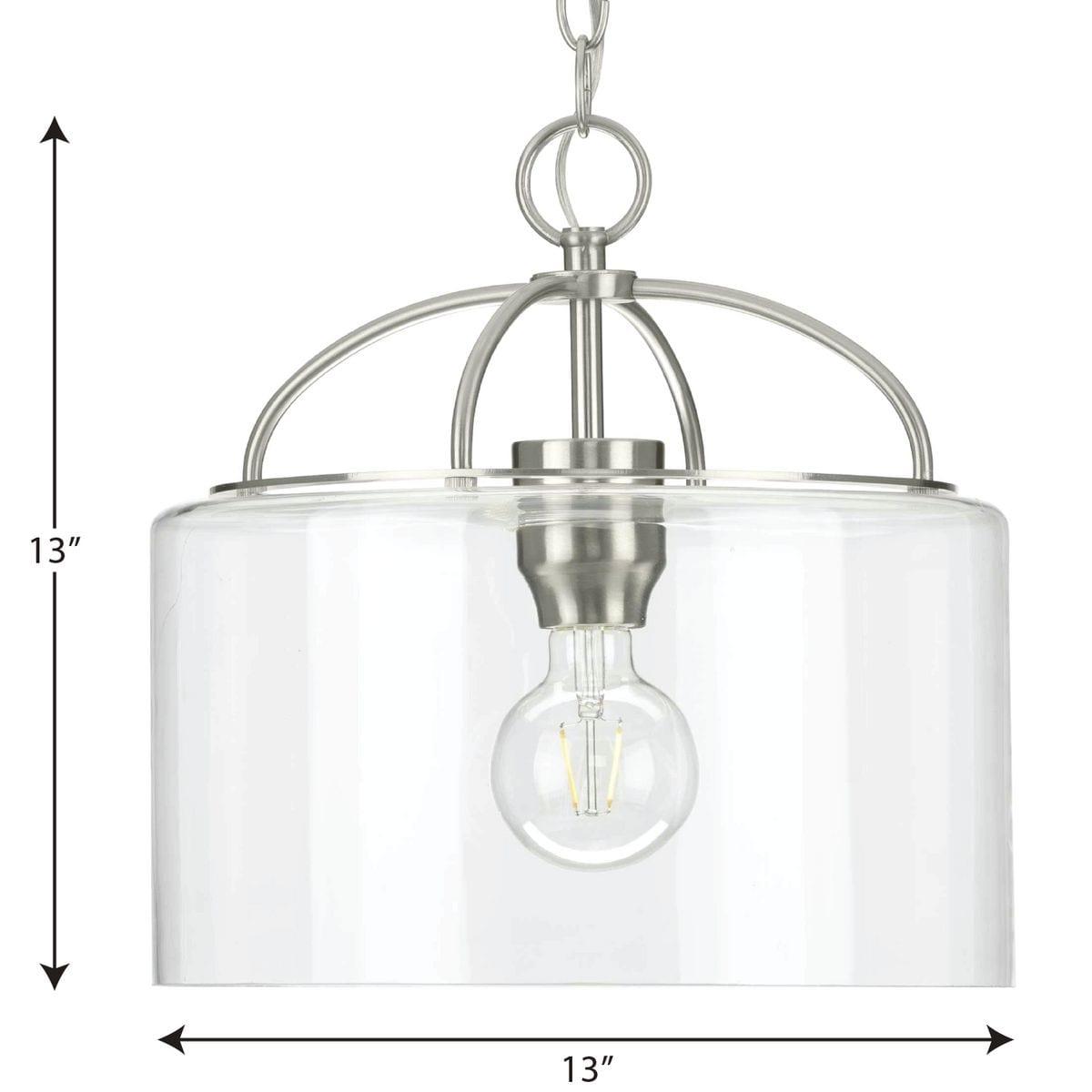 Progress Lighting Leyden 1-Light Brushed Nickel Farmhouse Pendant with Clear Glass Shade