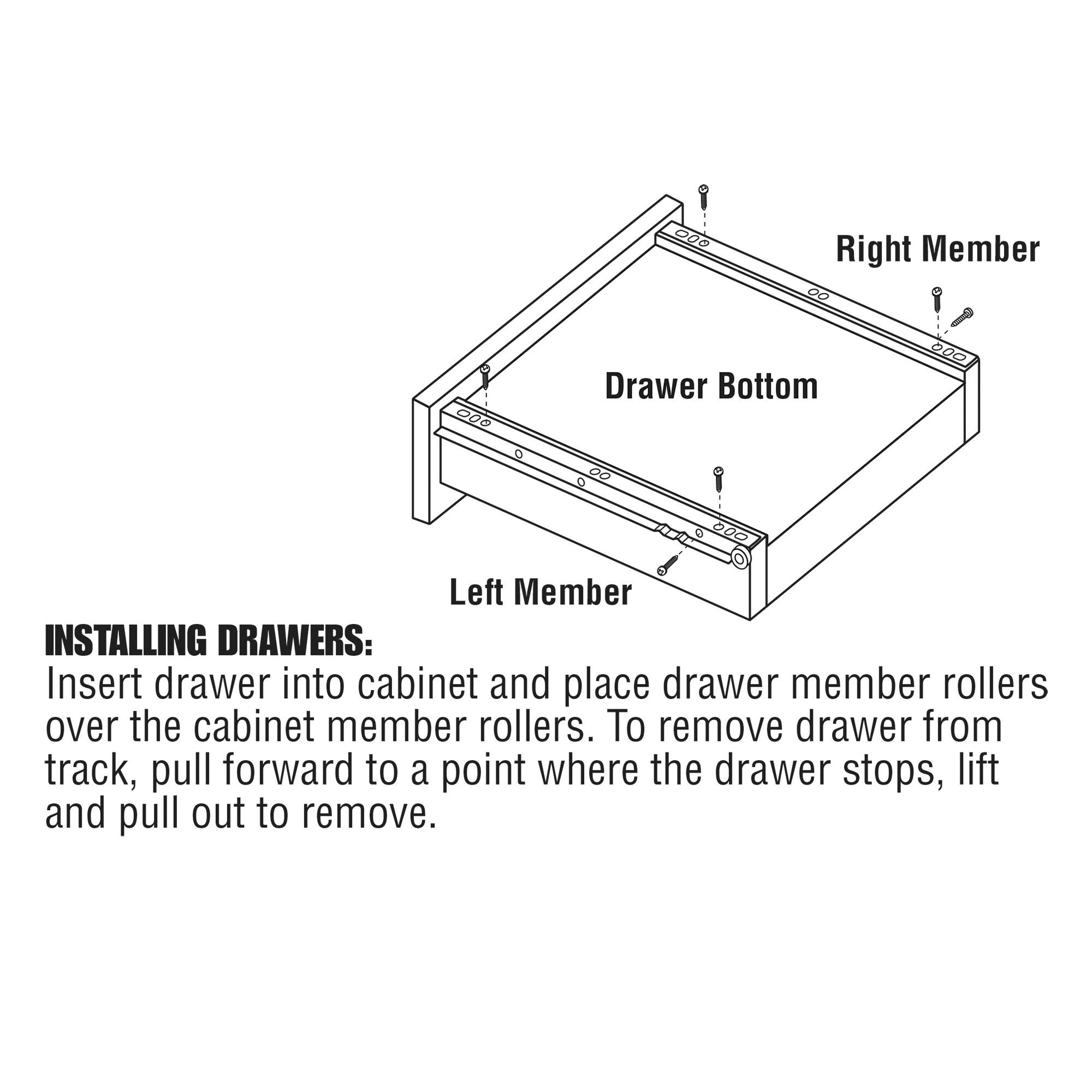 Prime-Line Drawer Slide Kit  Replace Drawer Track Hardware  Self-Closing Design Fits Most Bottom/ Side-Mounted Drawer Systems 17-3/4 In. Steel Tracks, Plastic Wheels, White (1 Pair)