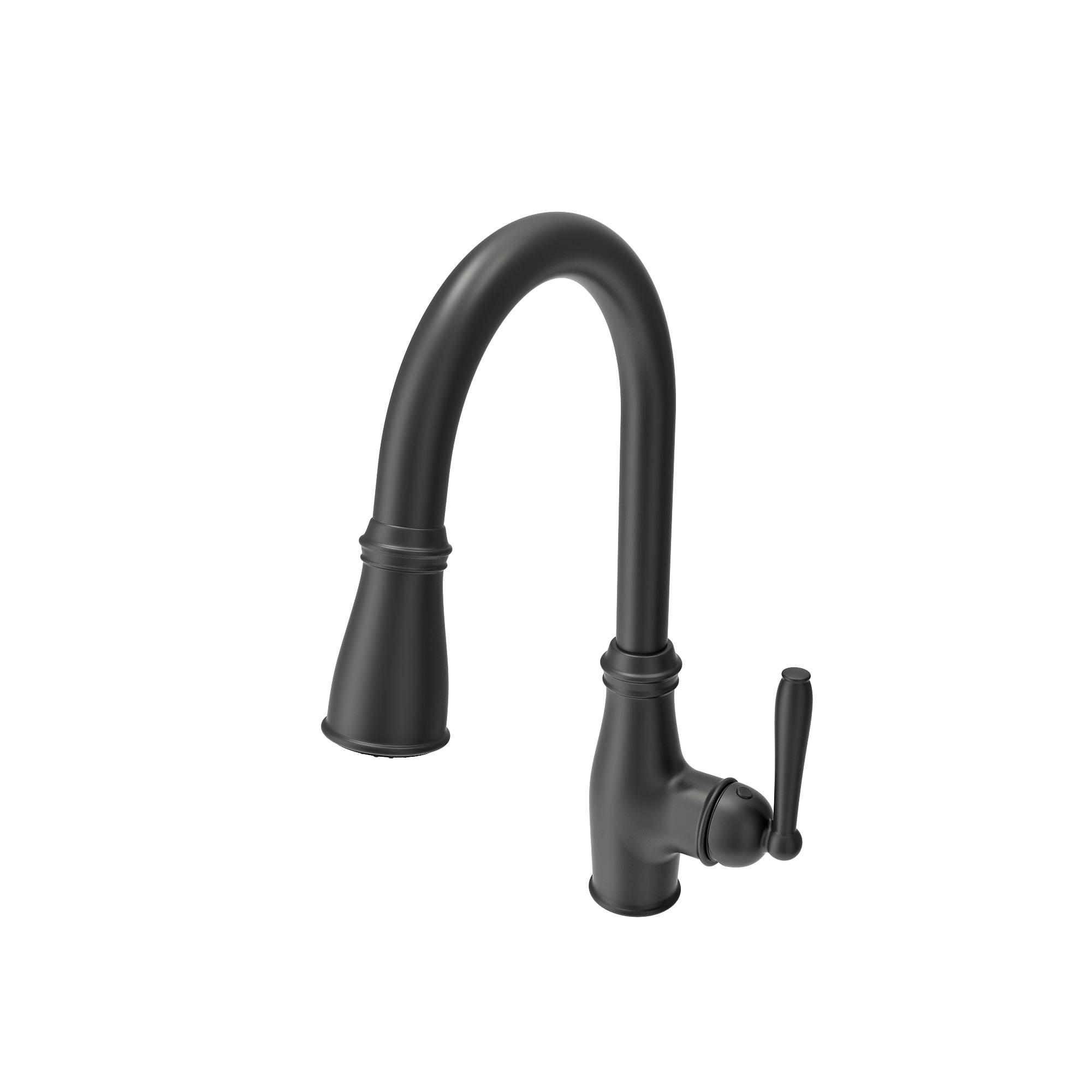 BOCCHI Belsena Matte Black Single Handle Deck-mount Pull-down Kitchen Faucet with Sprayer