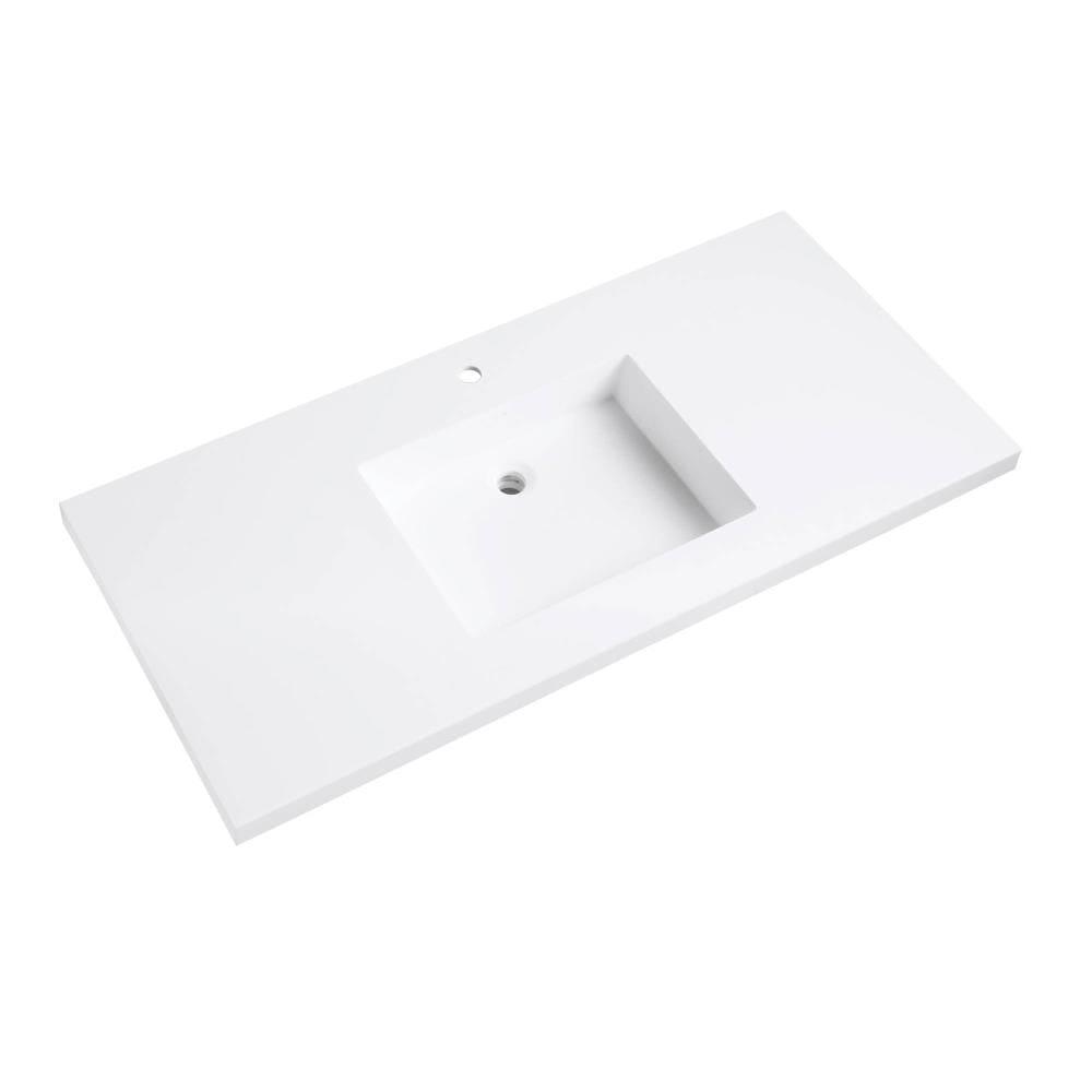 VersaStone 49" Matte White Acrylic Vanity Top with Integrated Sink