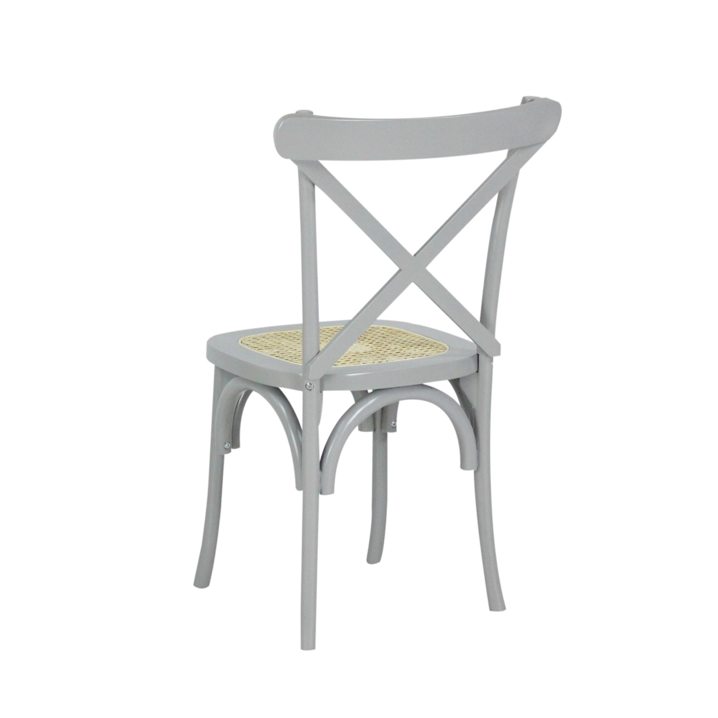 Cassis Classic Traditional X-Back Wood Rattan Dining Chair, Gray/Natural (Set of 2) - JONATHAN Y