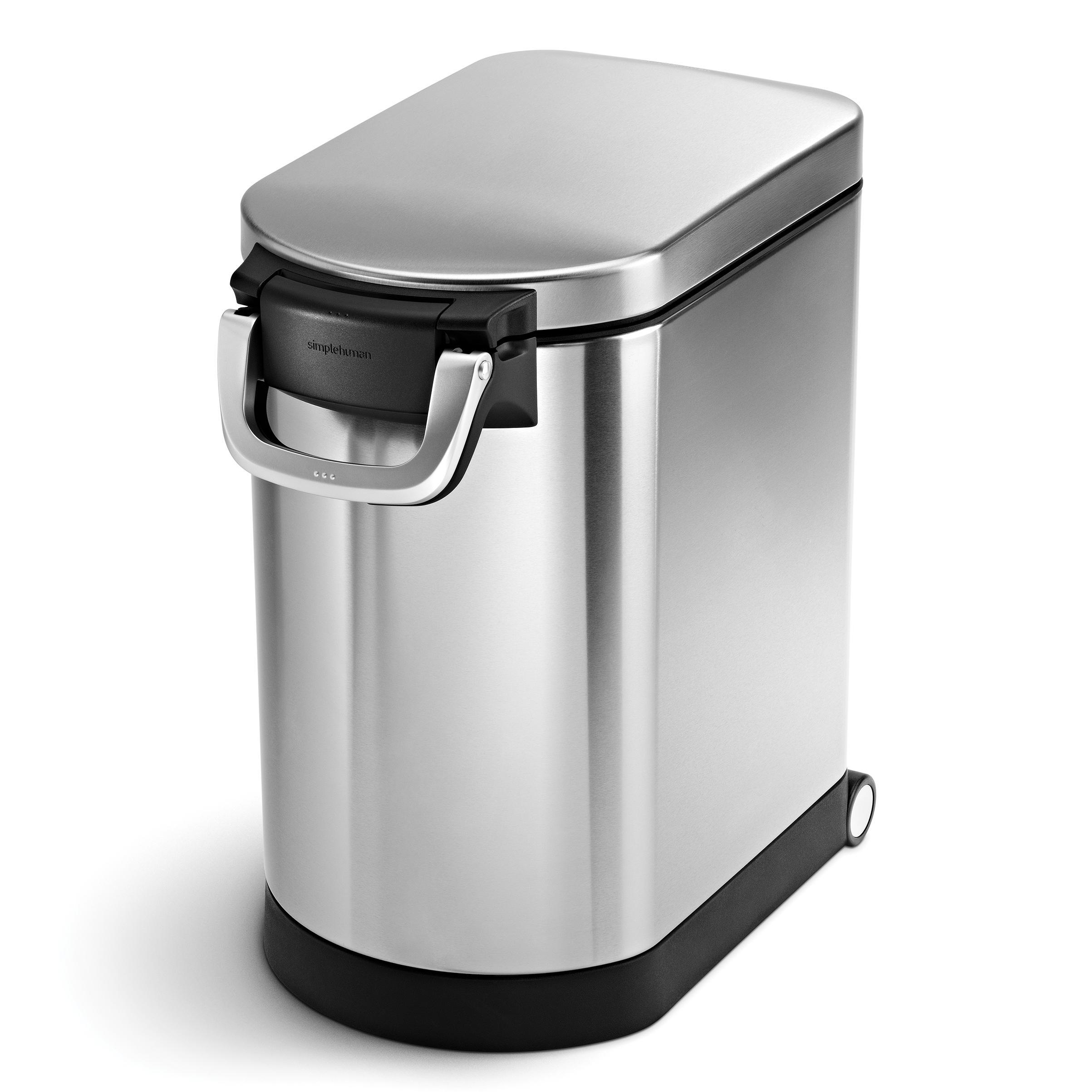 simplehuman Pet Food Storage Container Stainless Steel for Dog Food, Cat Food, and Bird Feed