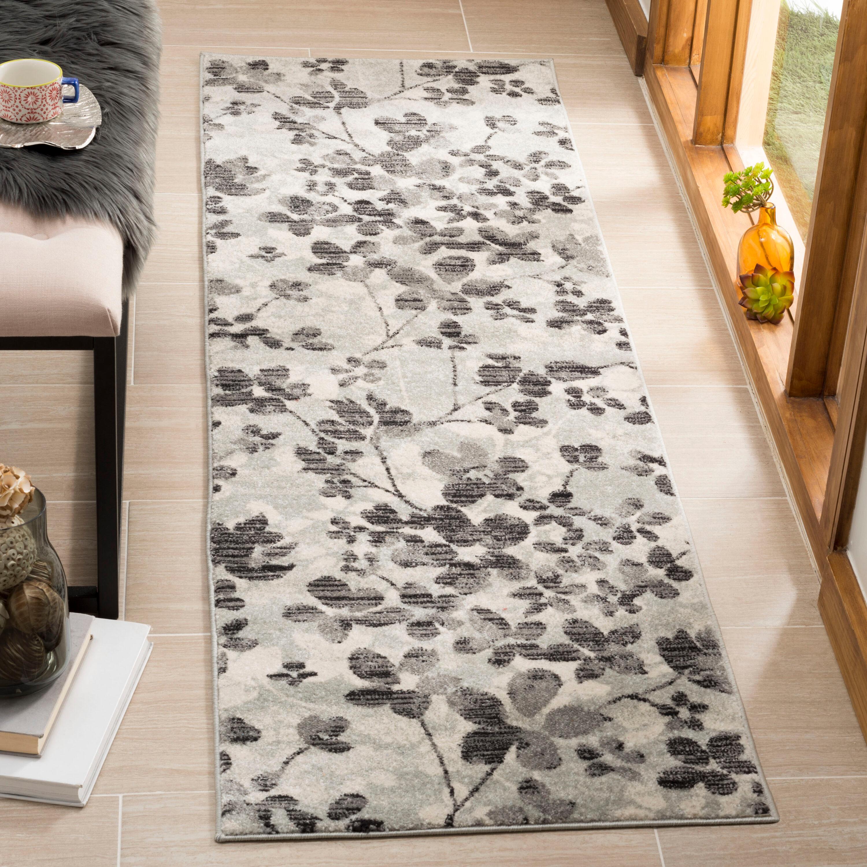 Evoke EVK236 Power Loomed Runner Rug - Grey/Black - 2'2"x7' - Safavieh.