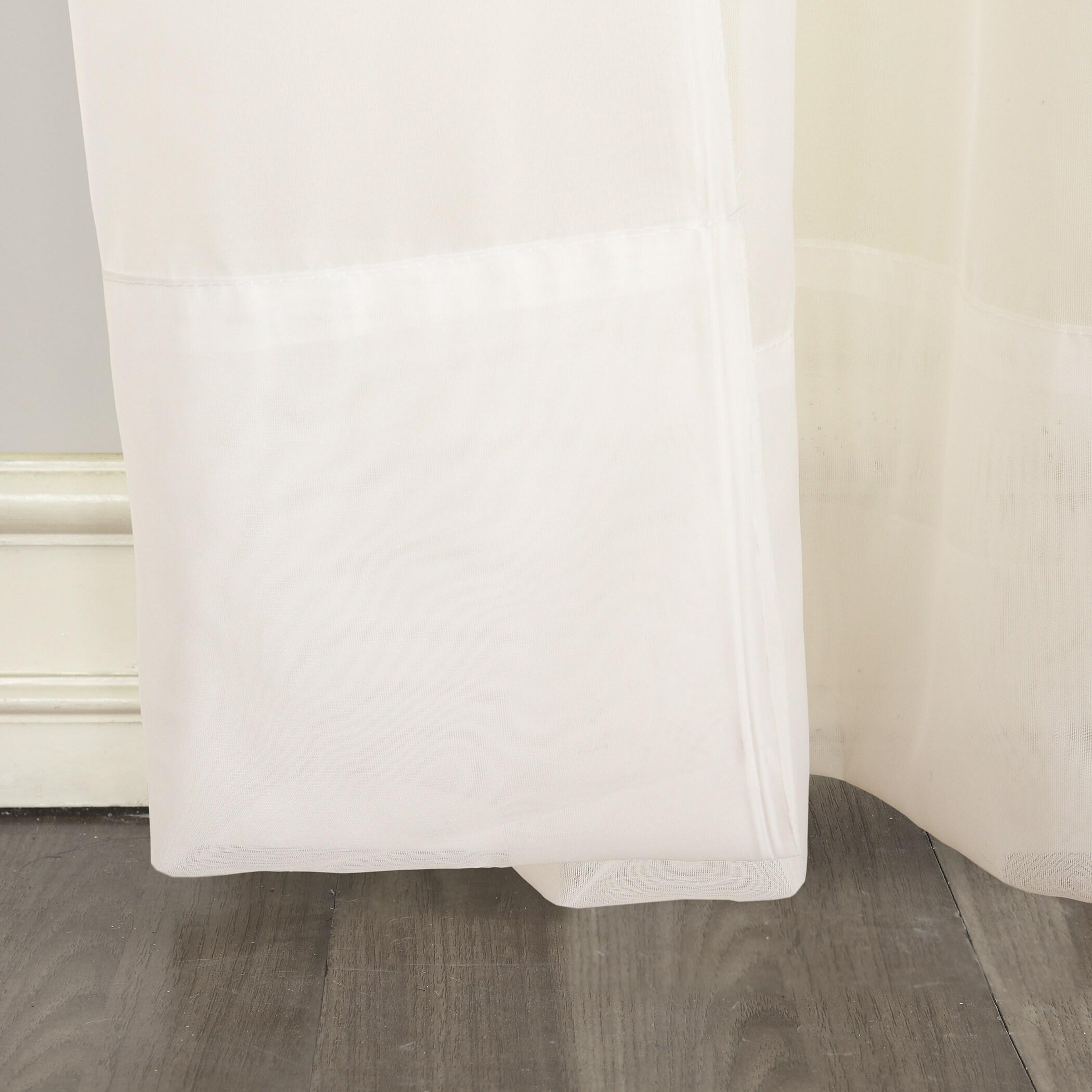 59"x84" No. 918 Sheer Emily Voile Tab Top Curtain Panel Eggshell: Transitional Indoor Polyester Drapery