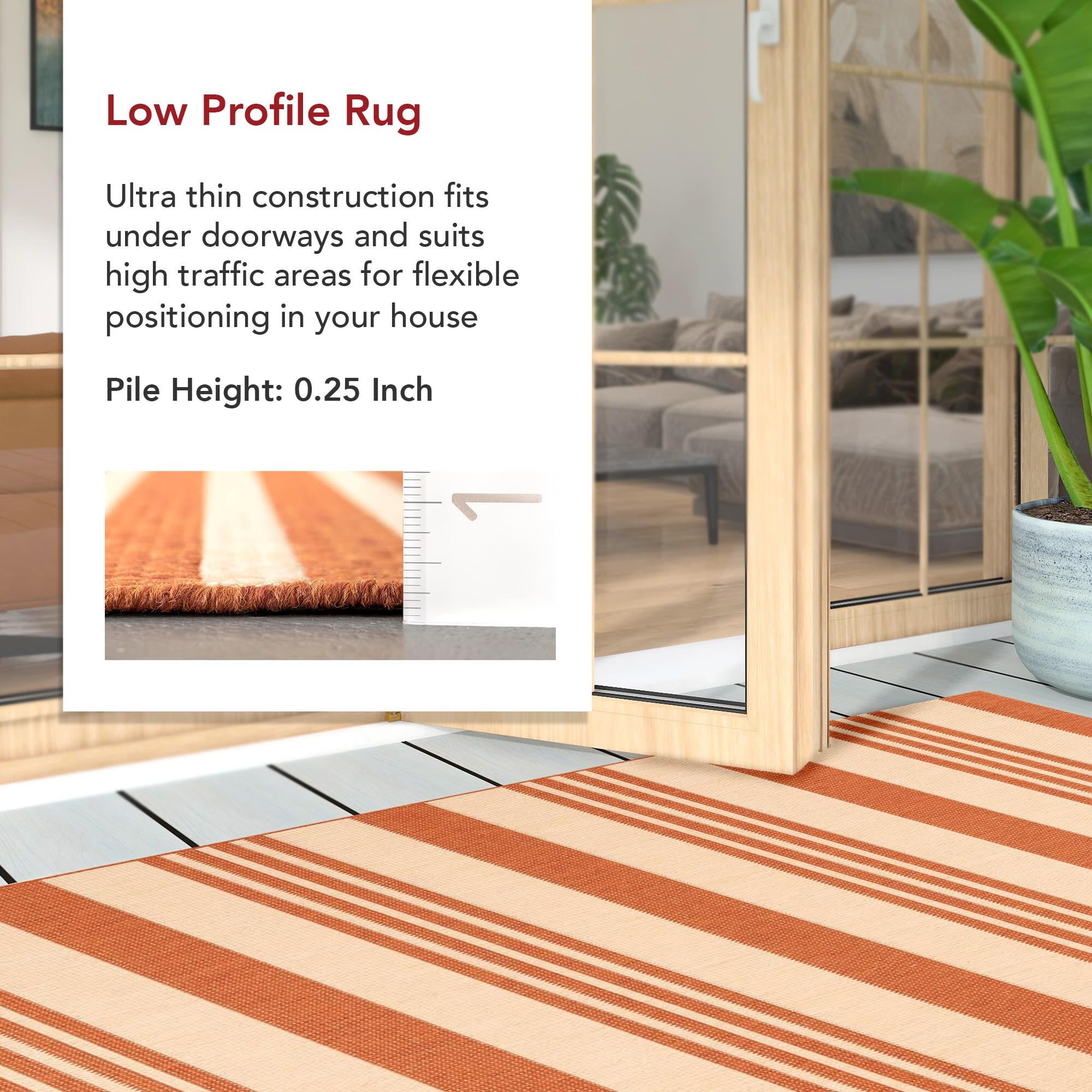 Nuloom Robin Striped 3x5 Indoor/Outdoor Accent Rug for Living Room Patio Deck Front Porch Entryway Kitchen, Terracotta/Ivory