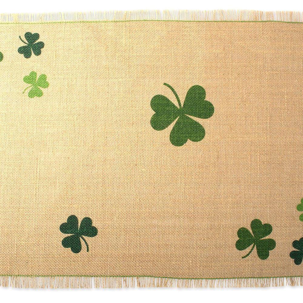 DII Shamrock Printed Jute Table Runner 14x74"