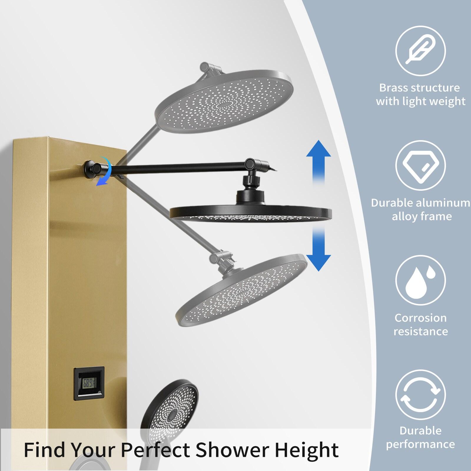 BWE 2-Spray Rain Shower Tower Shower Panel System with Rainfall Shower Head and Shower Rod