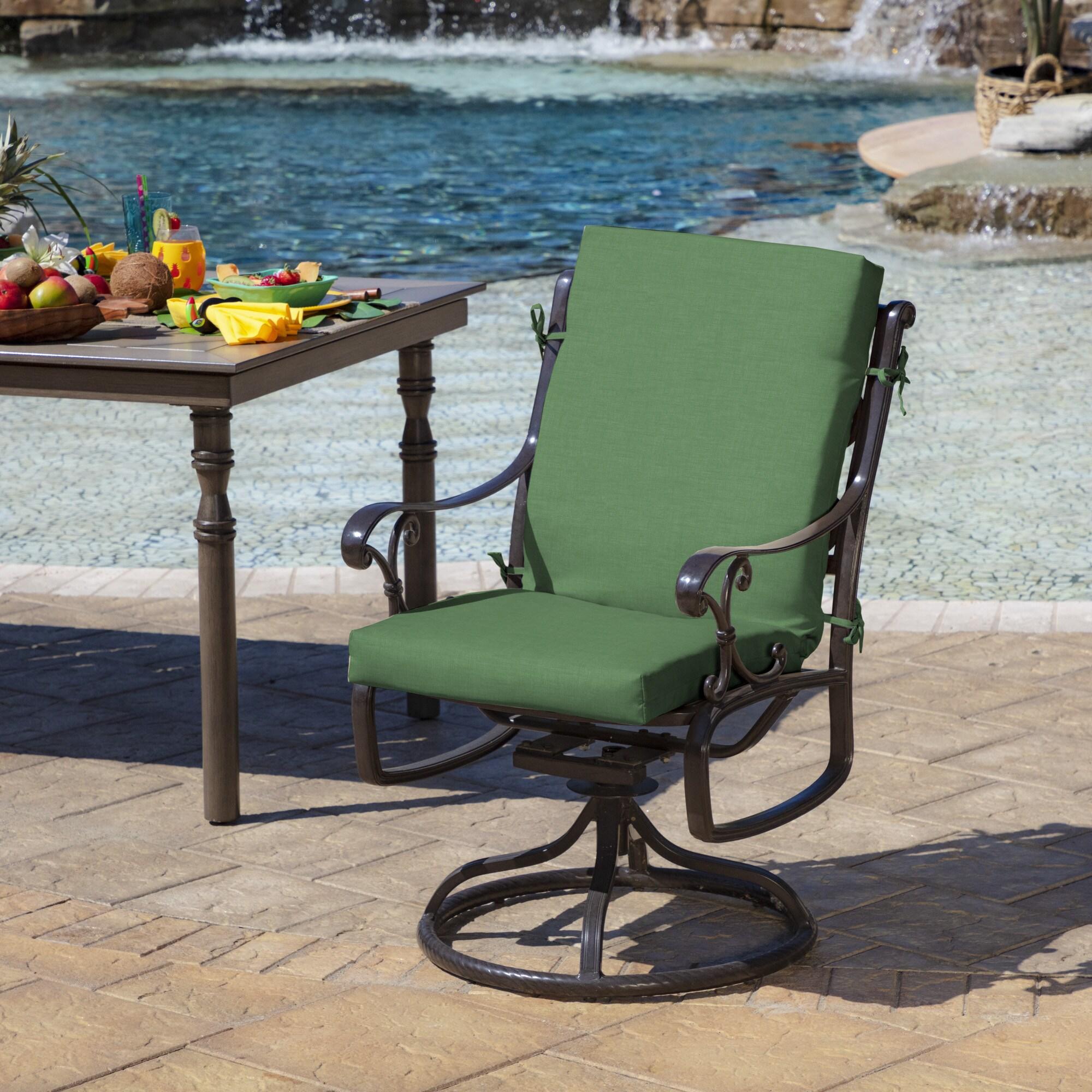 Moss Green Polyester Outdoor Highback Dining Chair Cushion