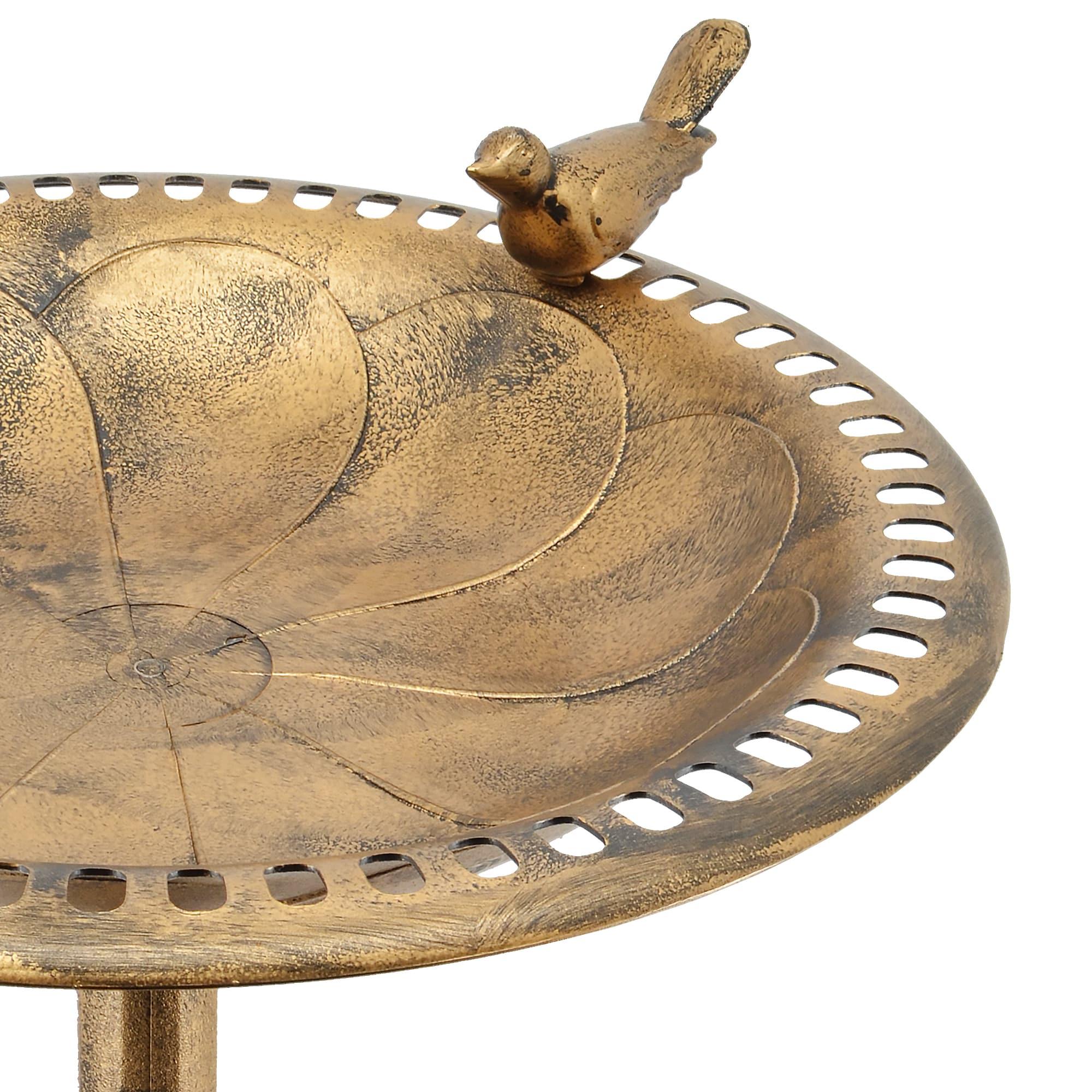 Bronze Polypropylene Decorative Birdbath with Bird Accent